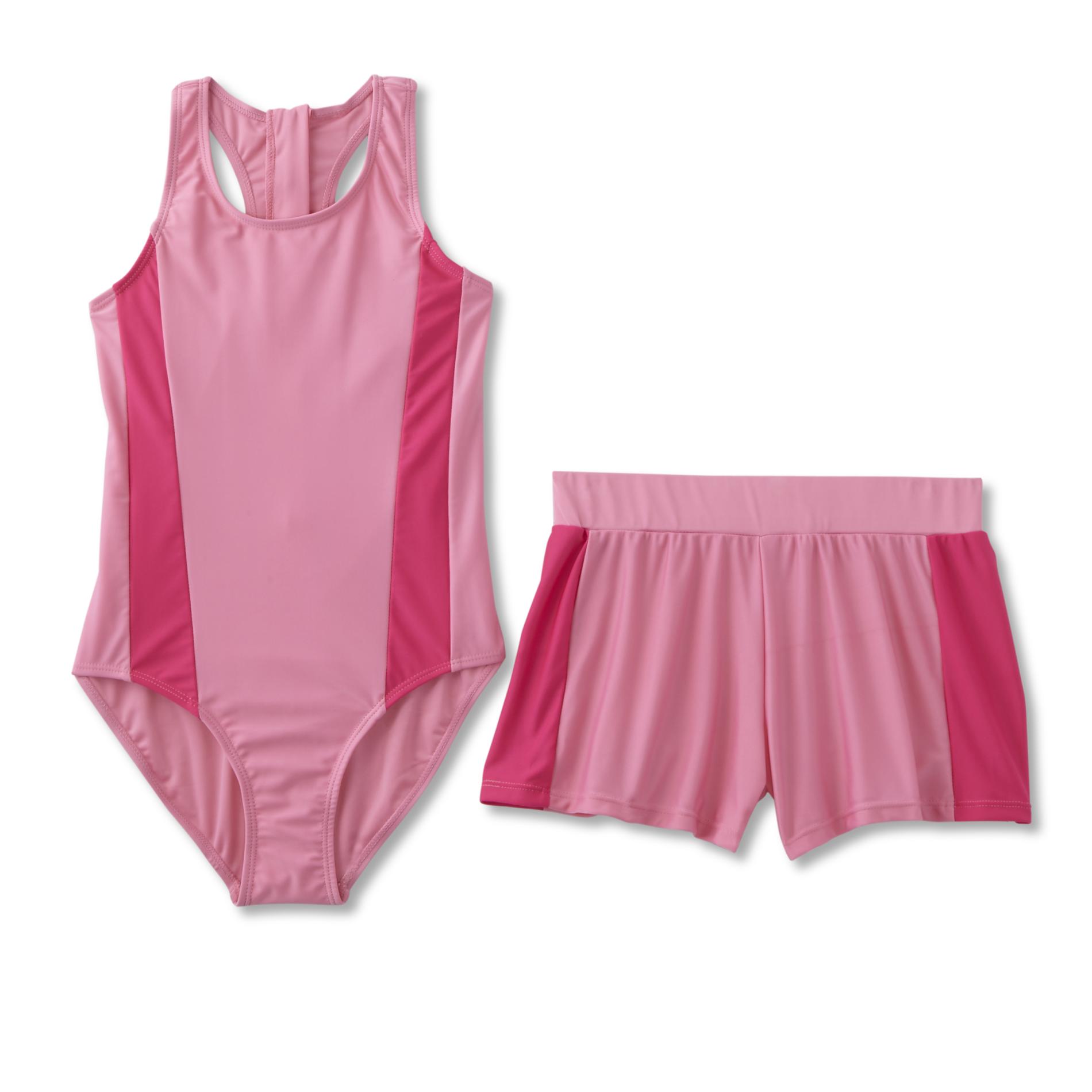 Joe Boxer Girls' One-Piece Swimsuit & Swim Shorts - Colorblock
