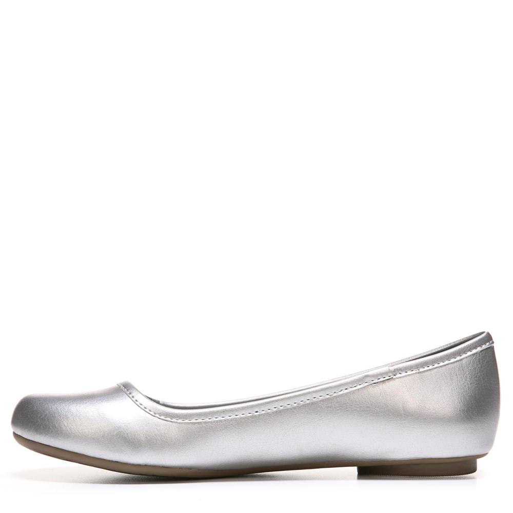 Dr. Scholl's Women's Friendly Silver Ballet Flat - Wide Width Available
