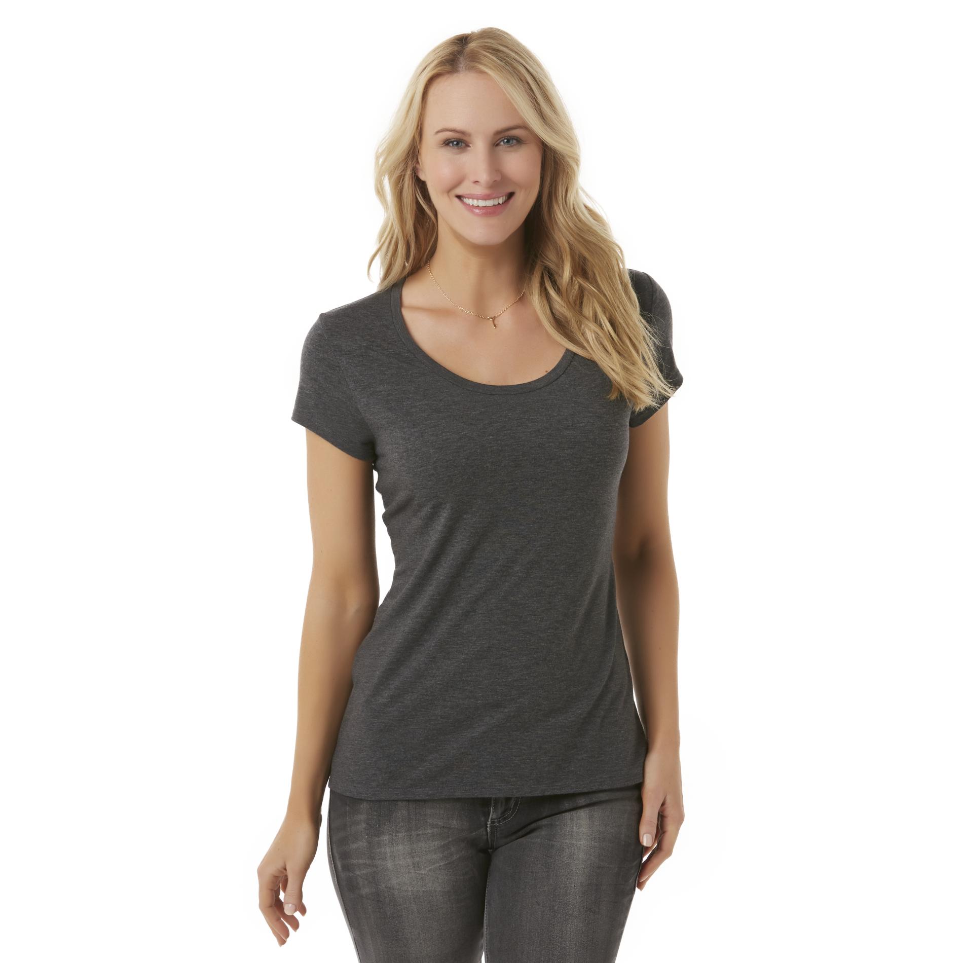 Simply Styled Women's U-Neck T-Shirt - Heathered