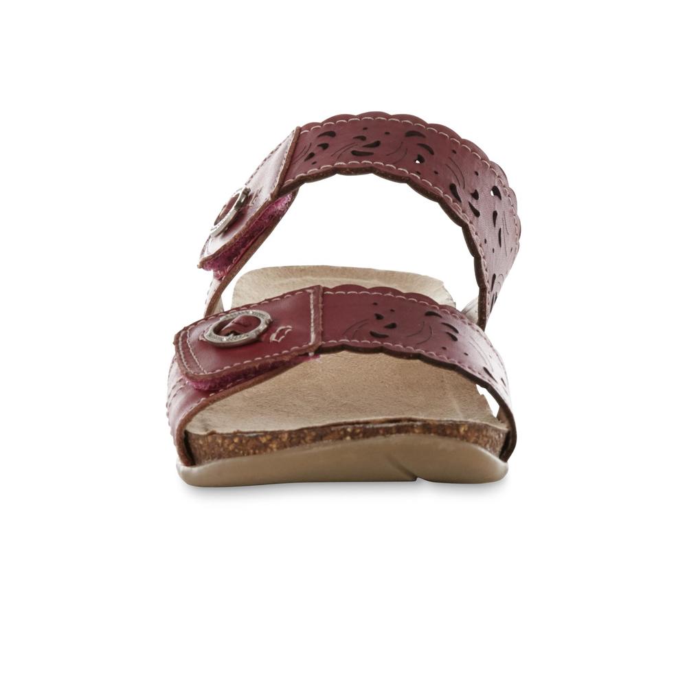 Earth Origins Women's Tessa Red Leather Slide Sandal - Wide Width Available