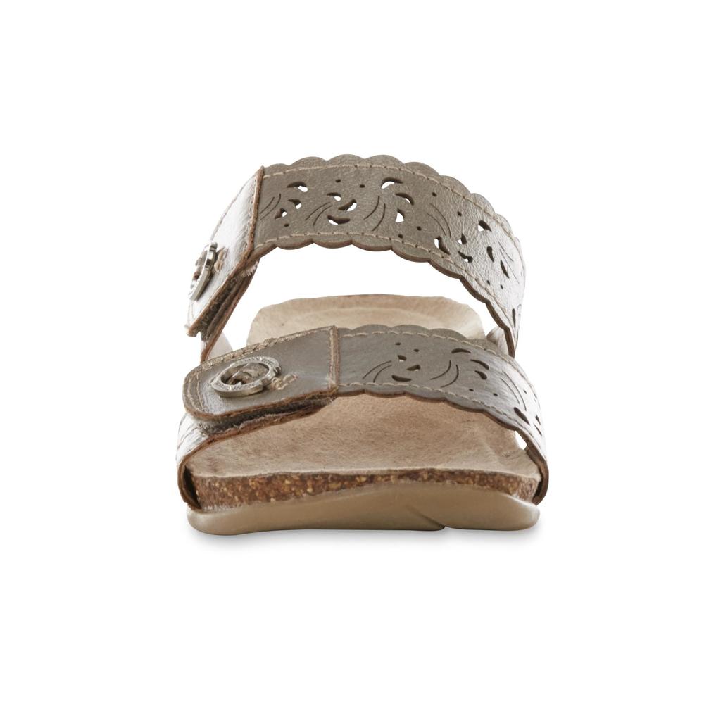 Earth Origins Women's Tessa Bronze Leather Slide Sandal - Wide Width Available