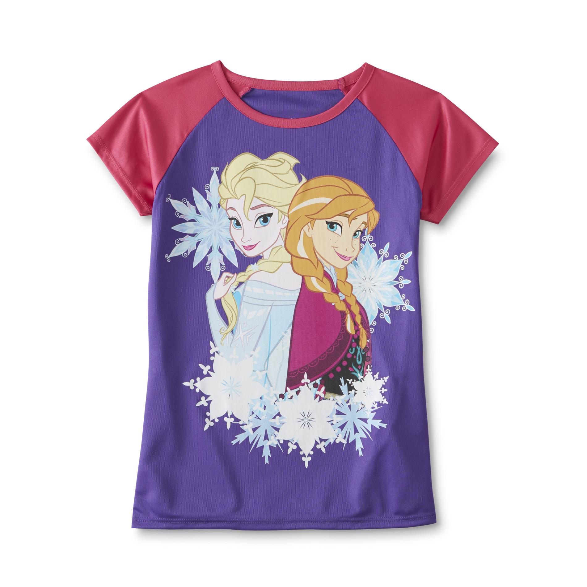 Disney Frozen Girl's Graphic Athletic T-Shirt - Anna & Elsa