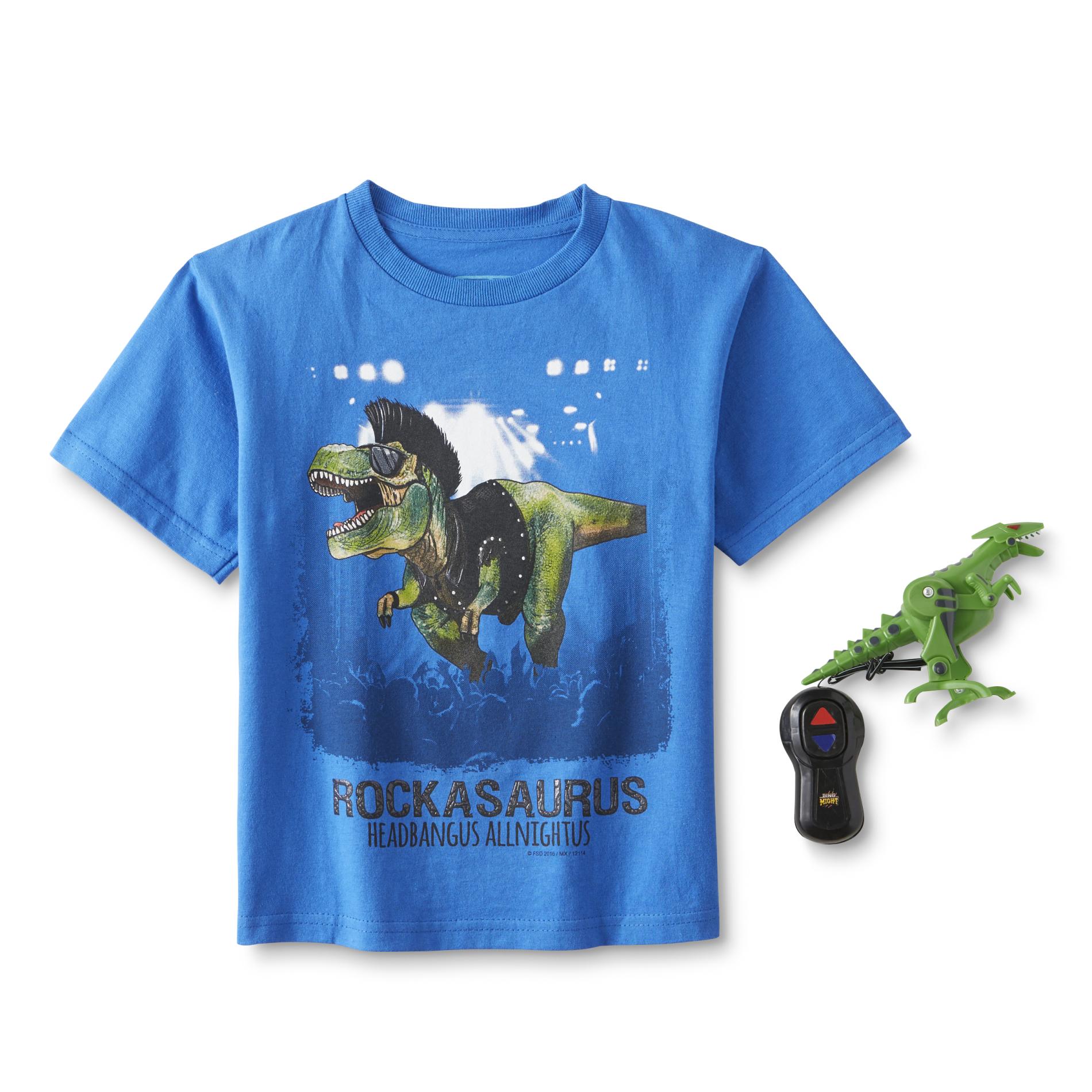 Boy's Graphic T-Shirt & R/C Dinosaur Toy