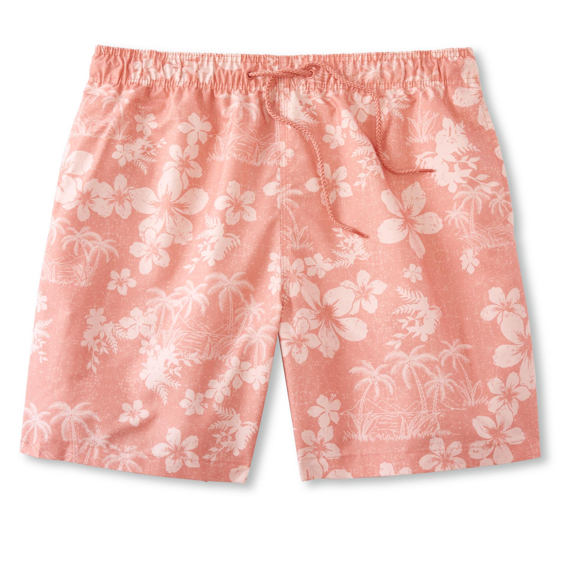 Basic Editions Men's Swim Trunks Floral Shop Your Way Online