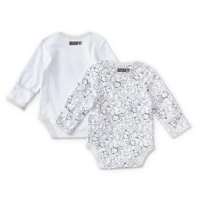 The Essential One Infants 2 Pack Long Sleeve Bodysuits Rabbit