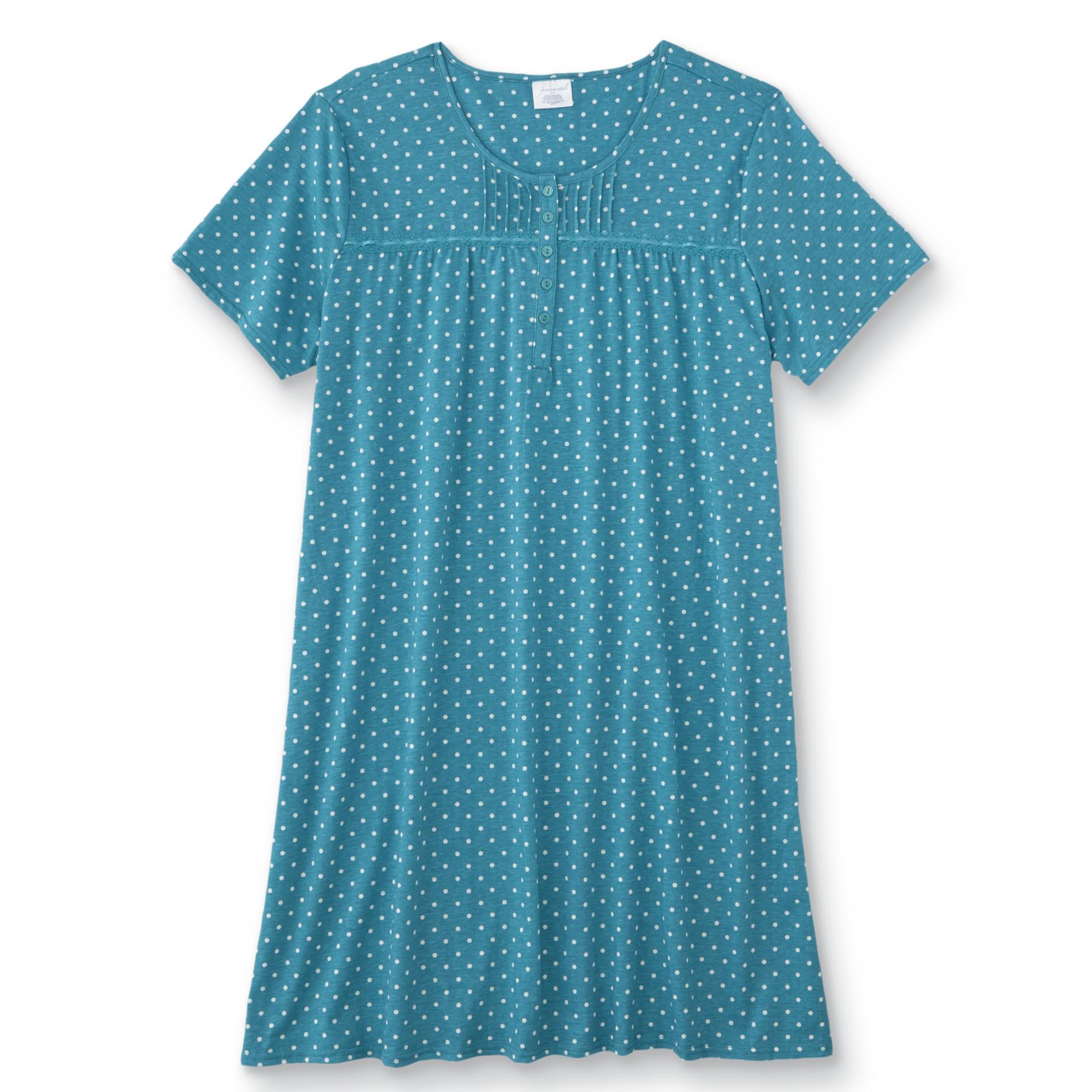 Fundamentals Women's Plus Short-Sleeve Nightgown - Dots