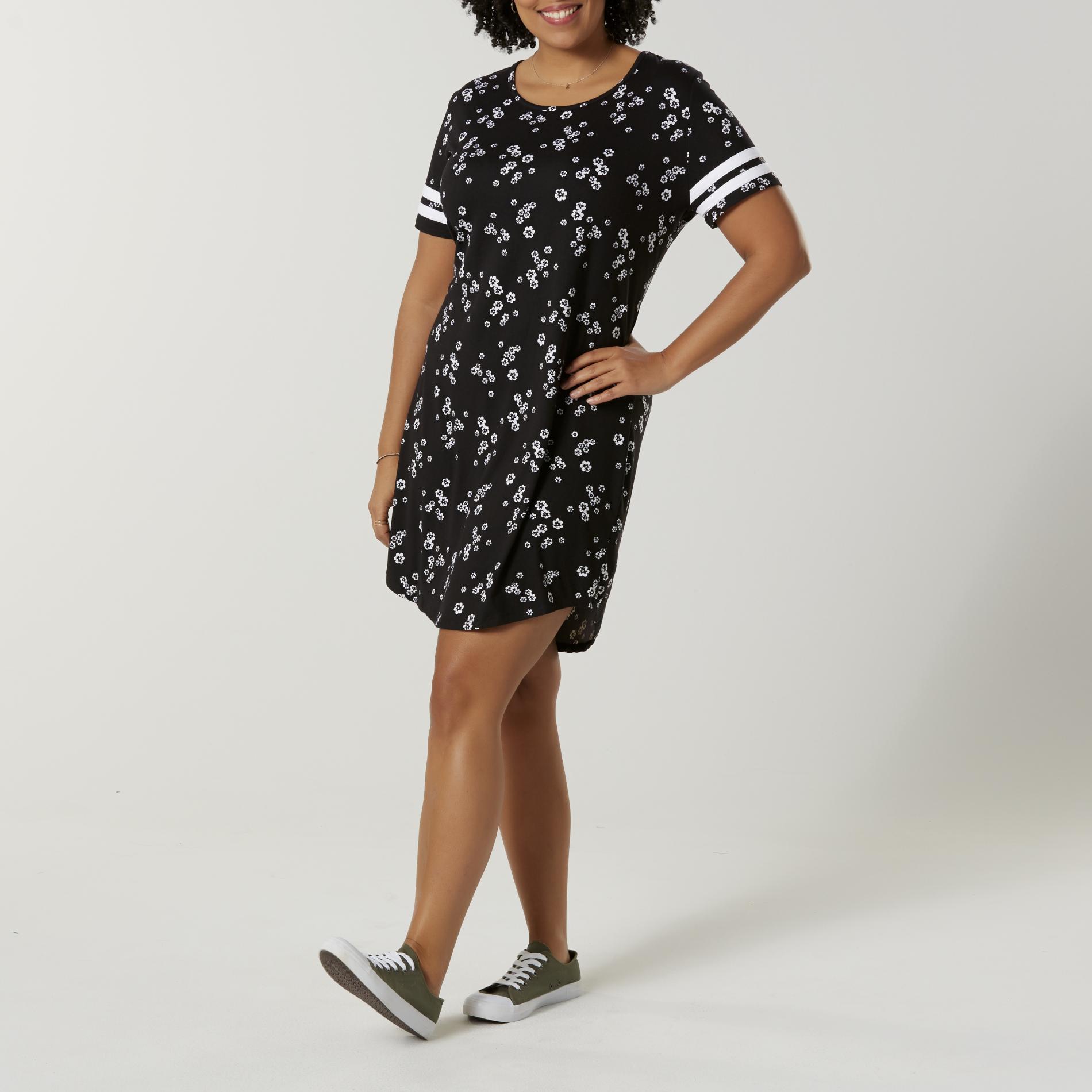 Joe Boxer Juniors' Plus T-Shirt Dress - Floral, Size: 2XL, Black Joe Boxer Juniors' Plus T-Shirt Dress - Floral, Size: 2XL, Black