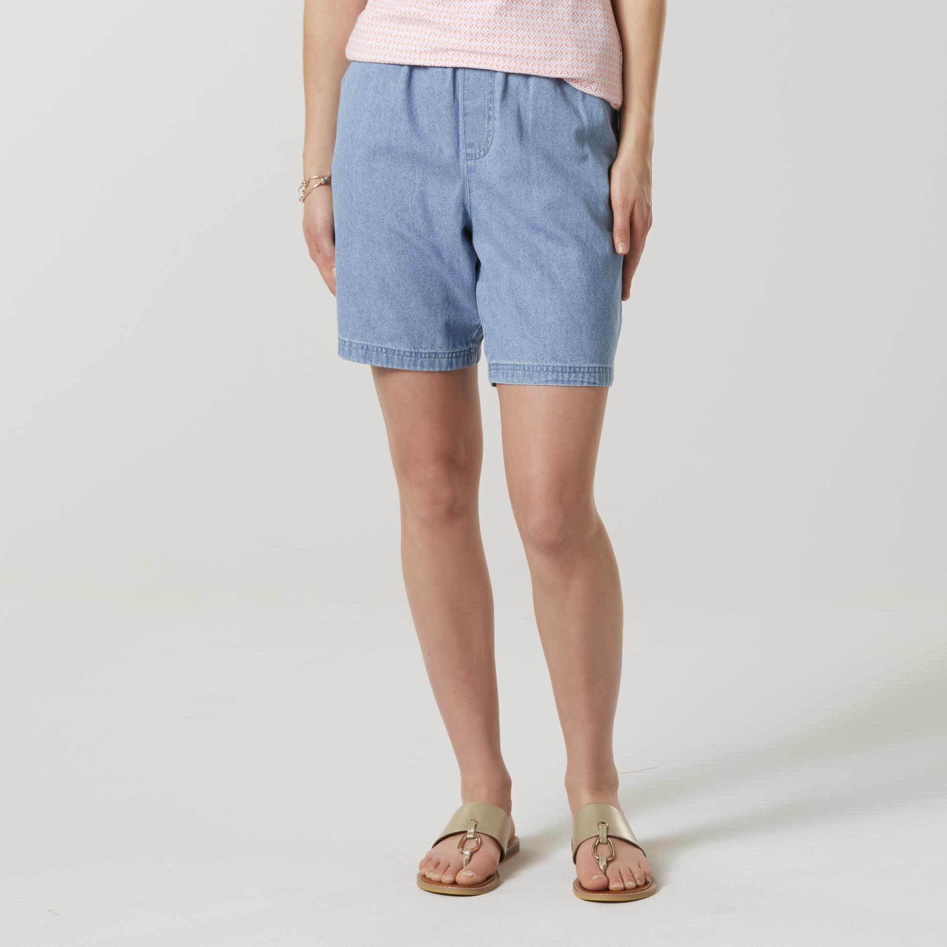 women's knit shorts with elastic waist