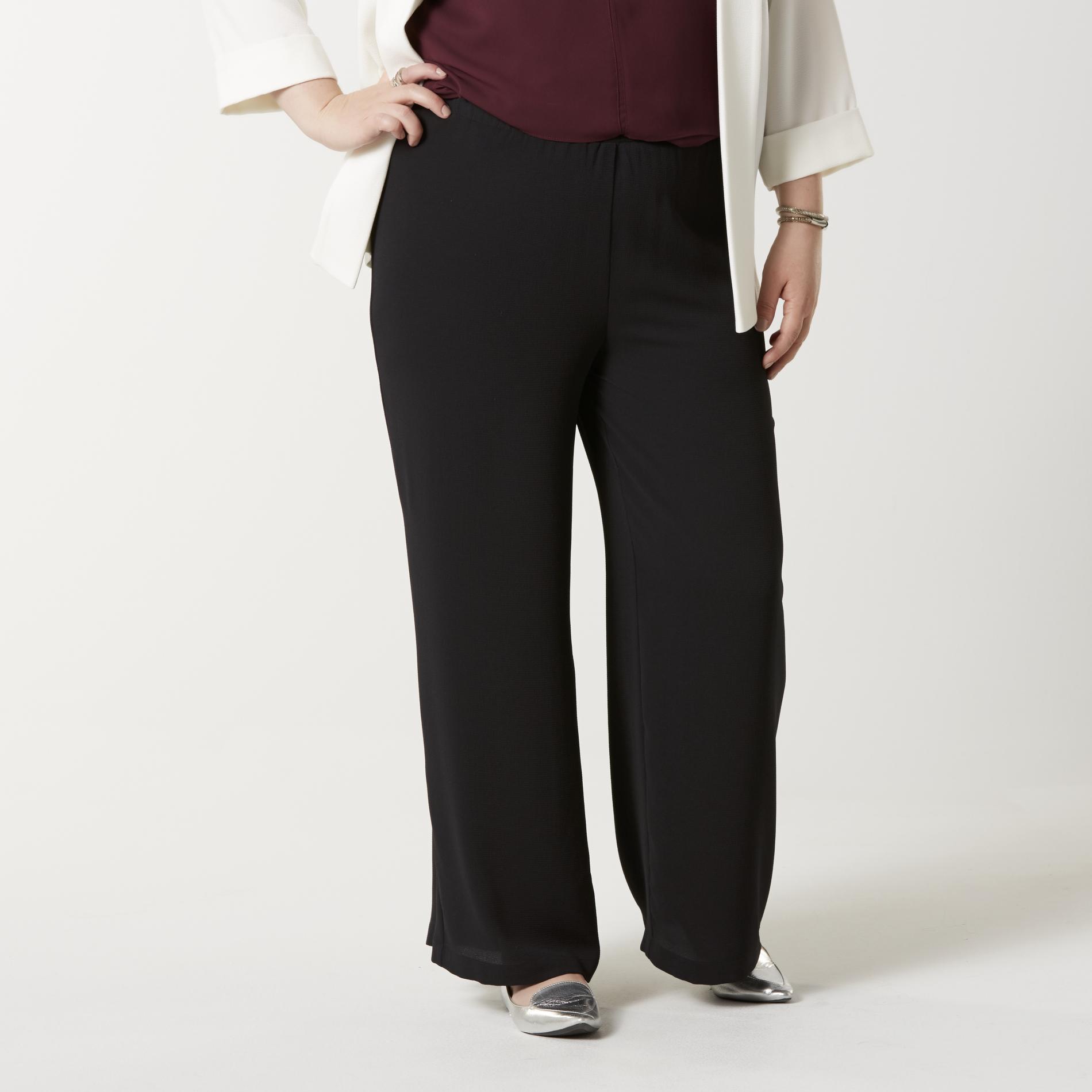 Simply Emma Women's Plus Gaucho Pants, Size: 1XL, Black Black Simply Emma Women's Plus Gaucho Pants, Size: 1XL, Black Black