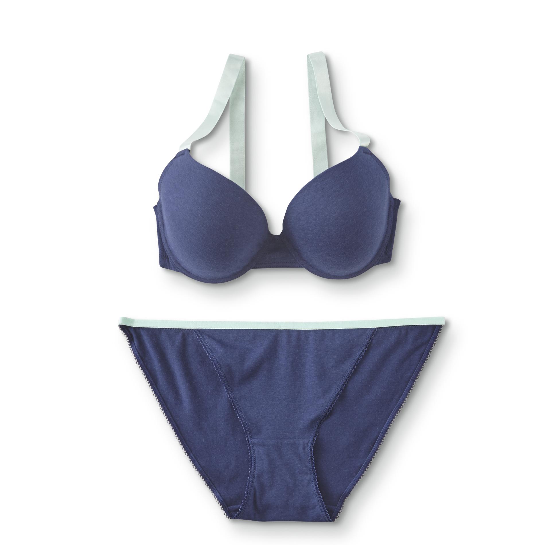 Women's Full-Figure Push-Up Bra & String Bikini Panties, Size: 40, Red Purple Women's Full-Figure Push-Up Bra & String Bikini Panties, Size: 40, Red Purple