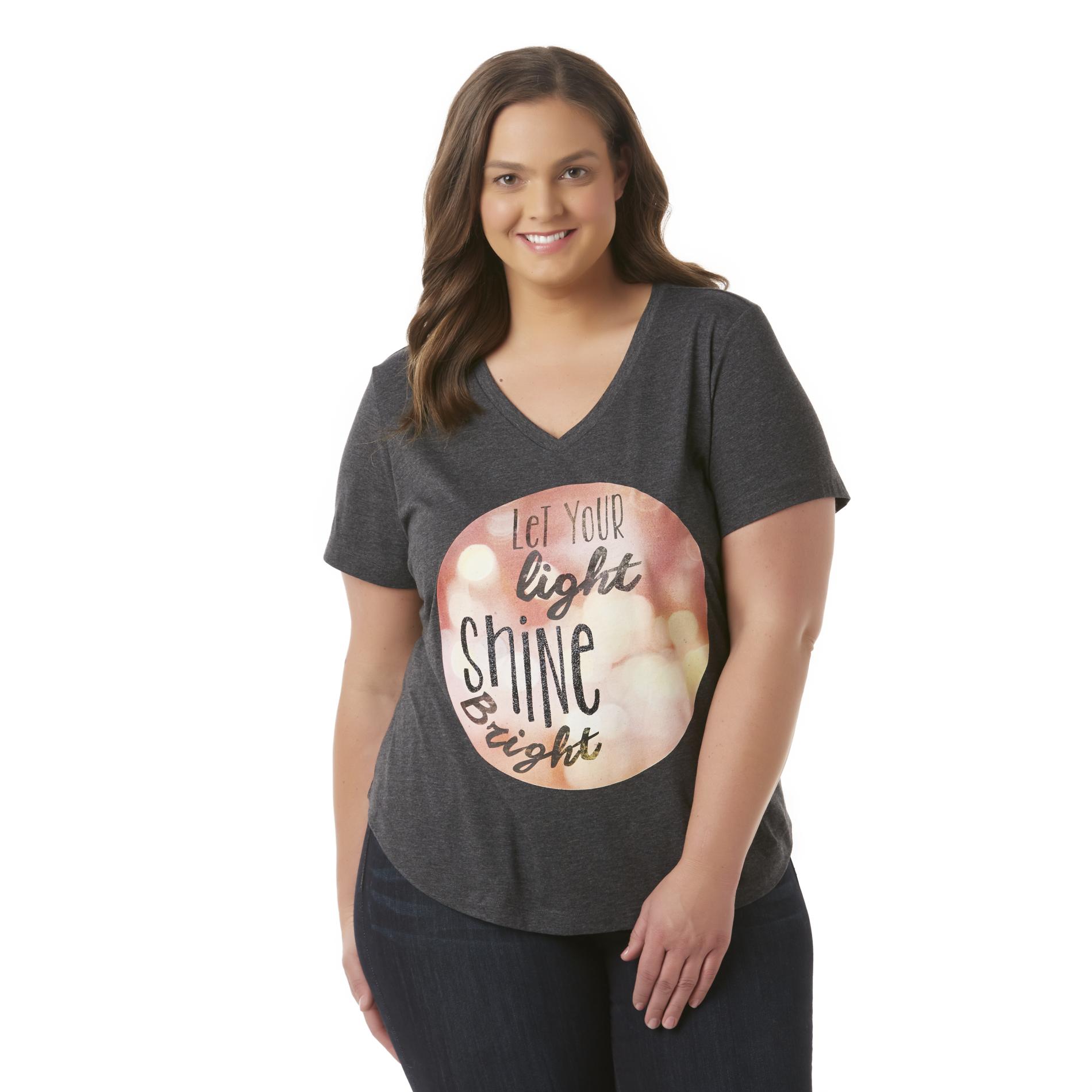 Simply Emma Women's Plus Graphic T-Shirt - Shine Bright