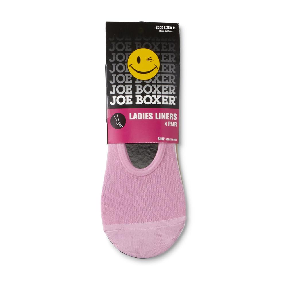 Joe Boxer Women's 4-Pairs No-Show Liner Socks