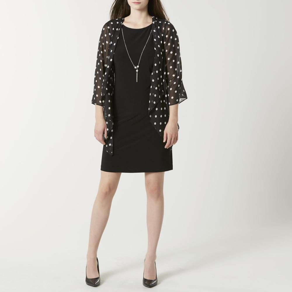 Tiana B Women's Layered-Look Dress & Necklace - Polka Dot