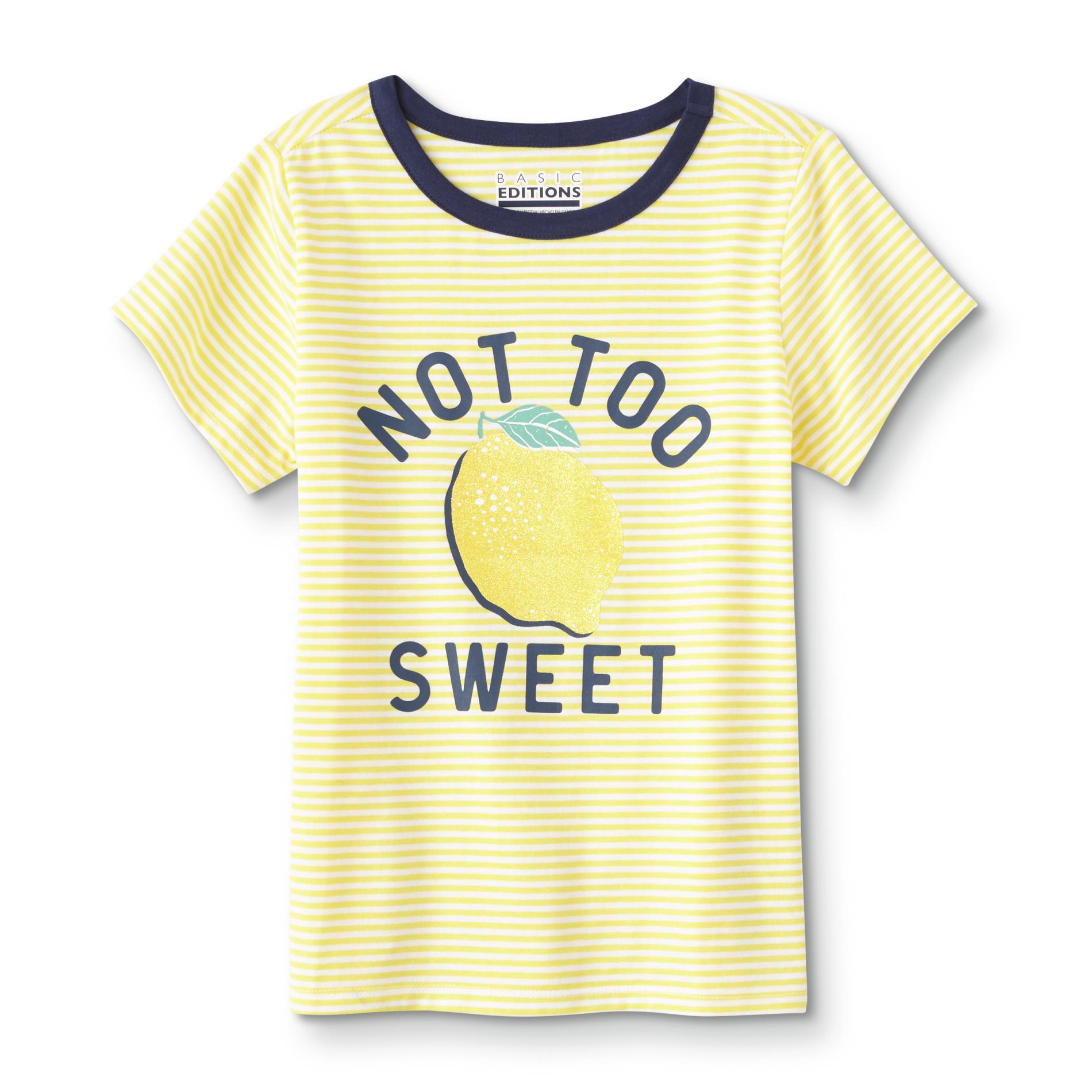 Basic Editions Girls' Graphic T-Shirt - Not Too Sweet Lemon