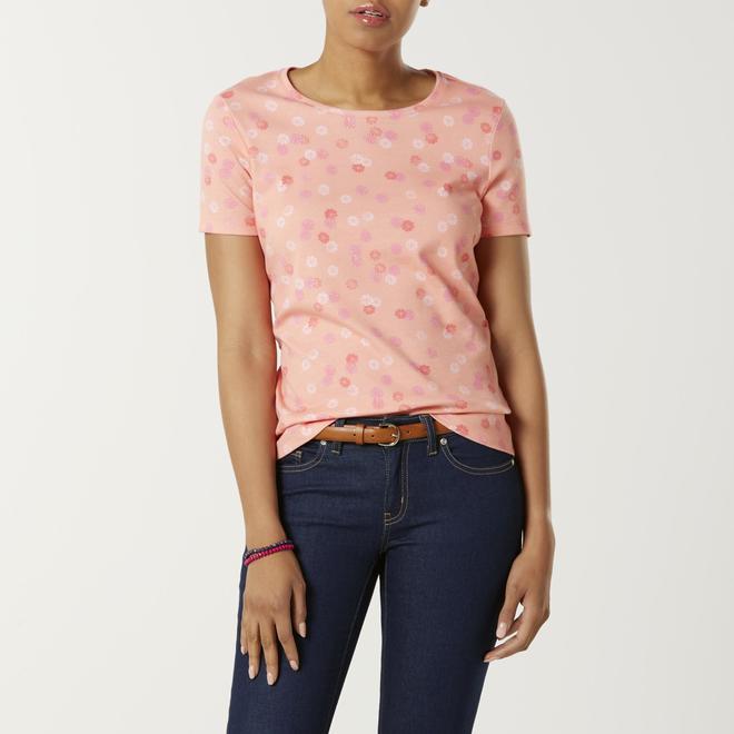 Basic Editions Basic Editions Women's Crew Neck T-Shirt - Floral