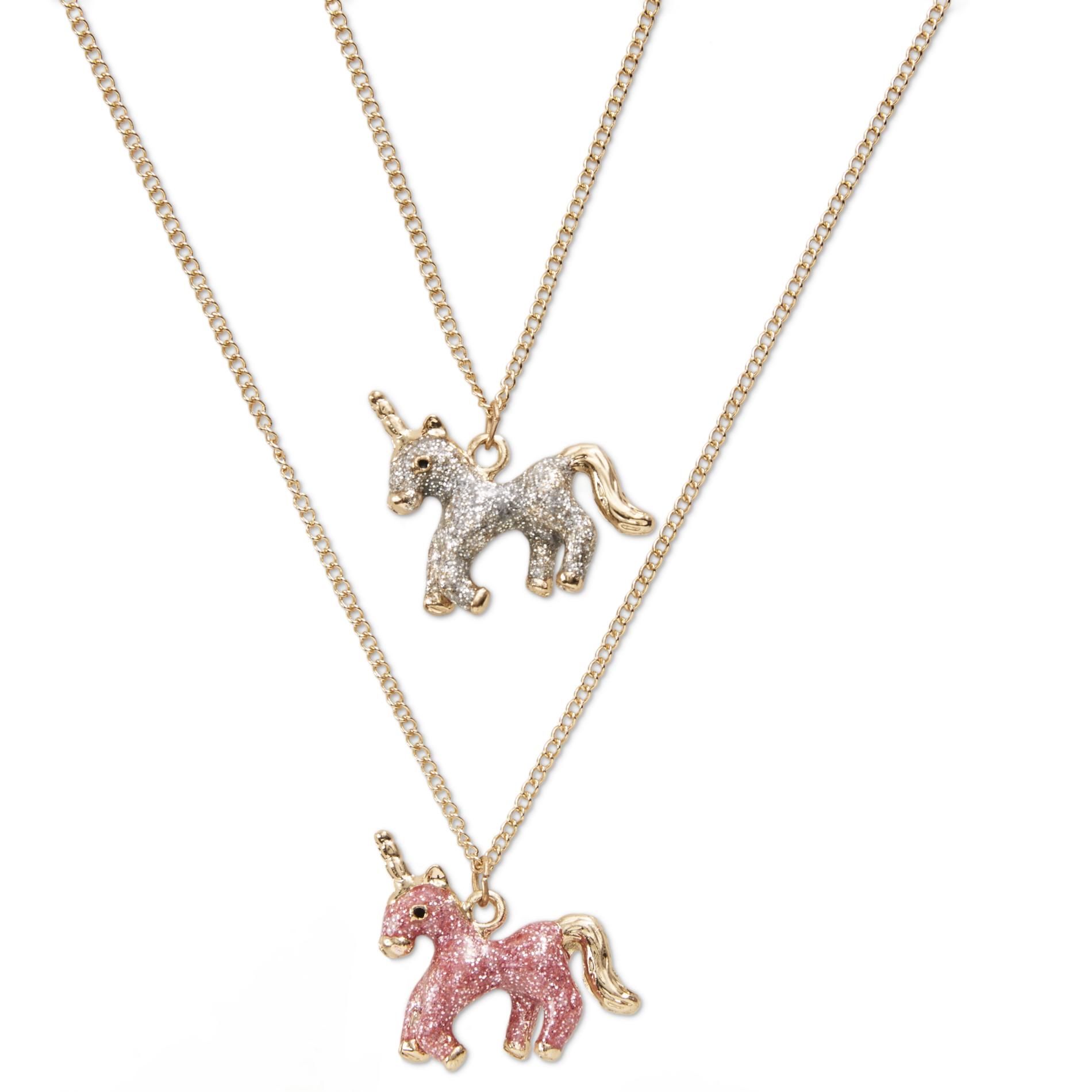 Attention Girls' 2-Pack Goldtone Necklaces - Unicorn