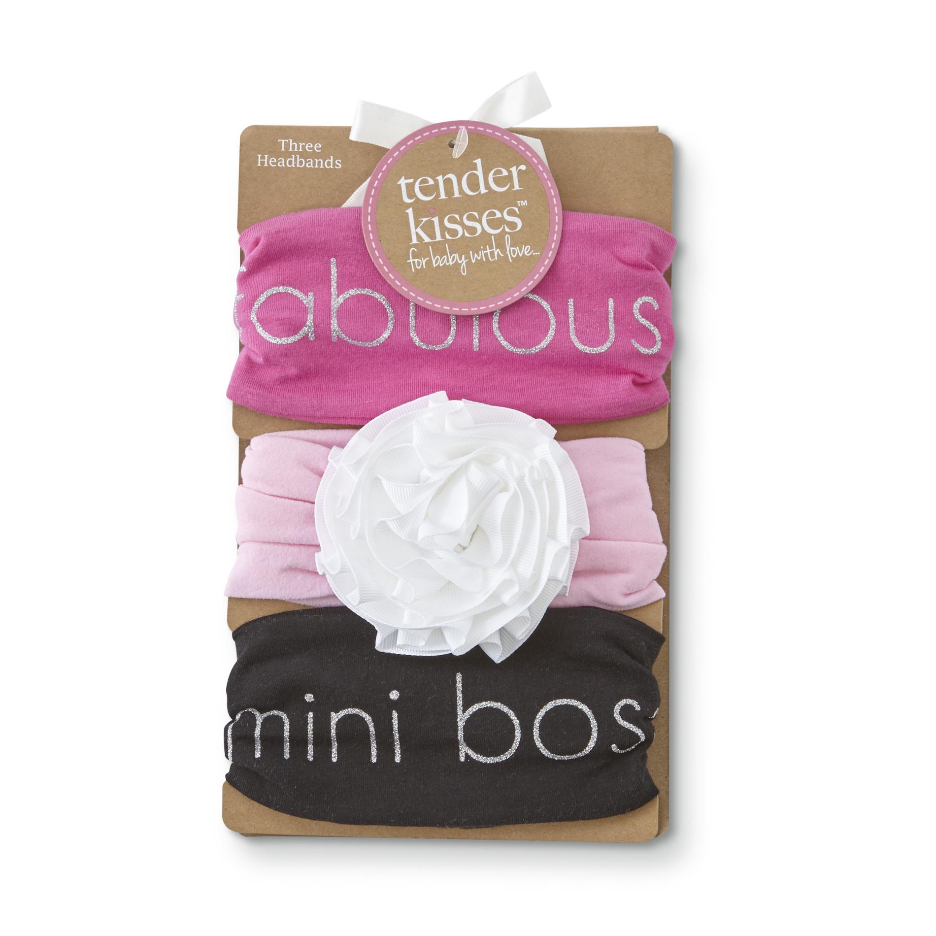 Tender Kisses Infant Girls' 3-Pack Headbands - Mini Boss & Fabulous