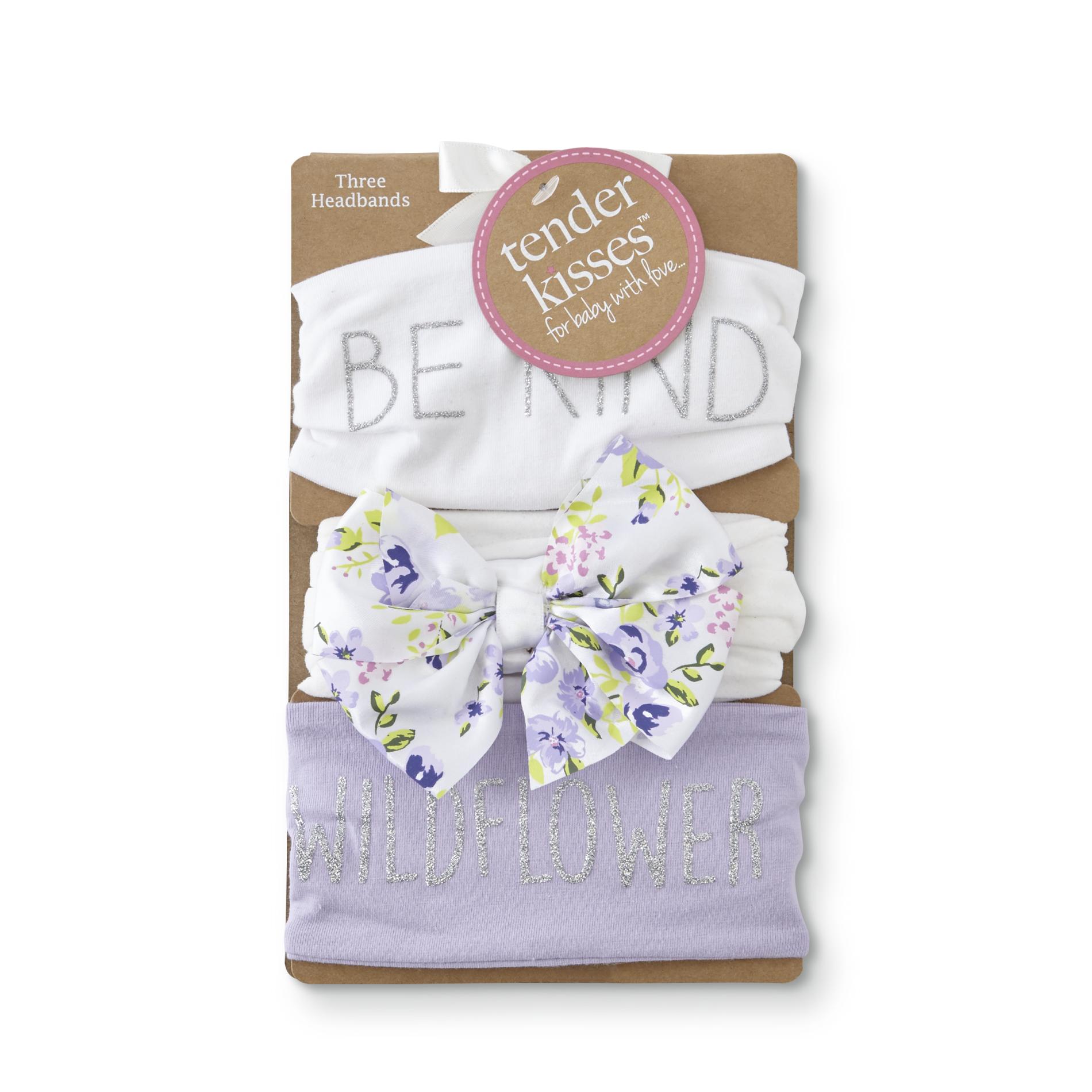 Tender Kisses Infant Girls' 3-Pack Headbands - Be Kind & Wildflower
