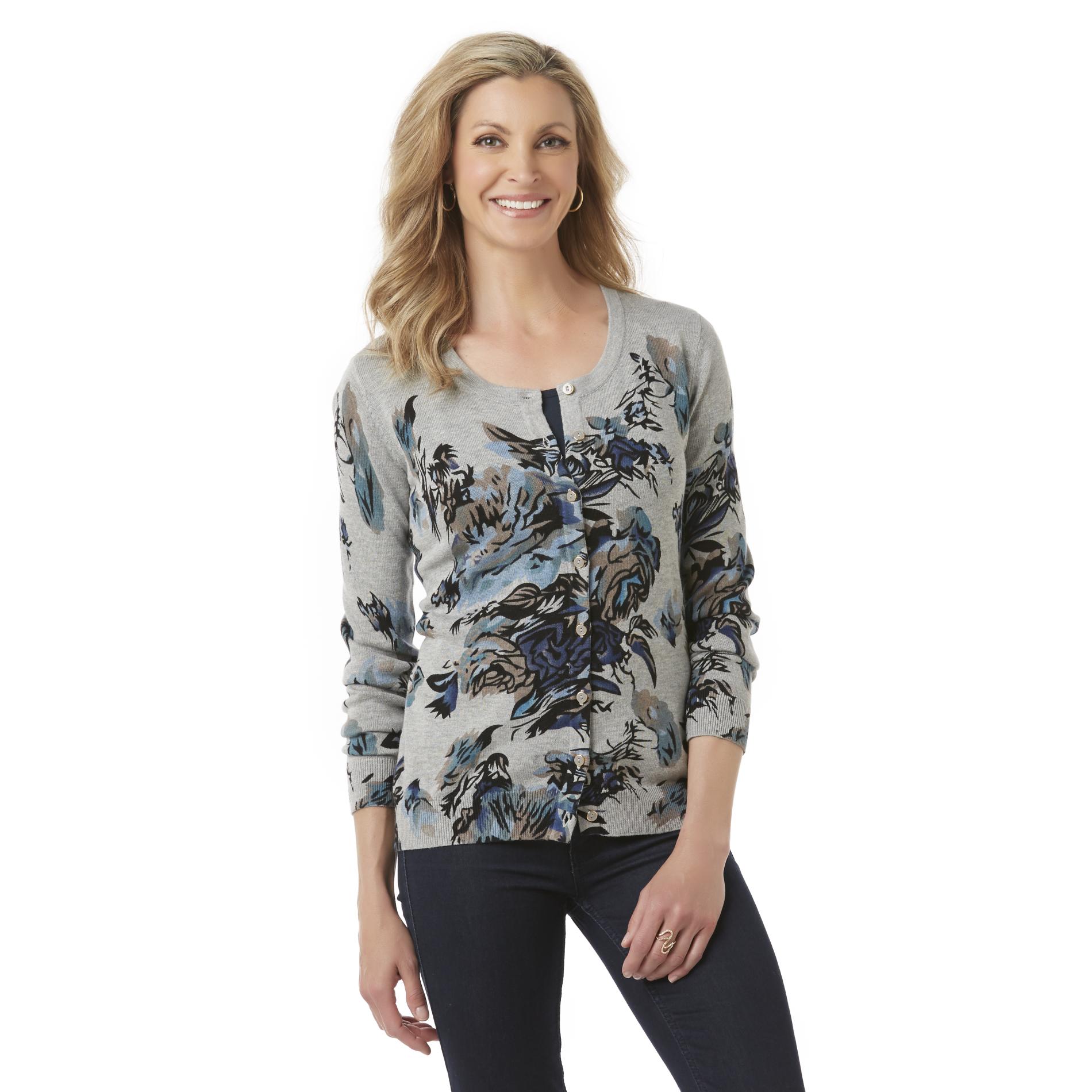 Basic Editions Women's Cardigan - Floral