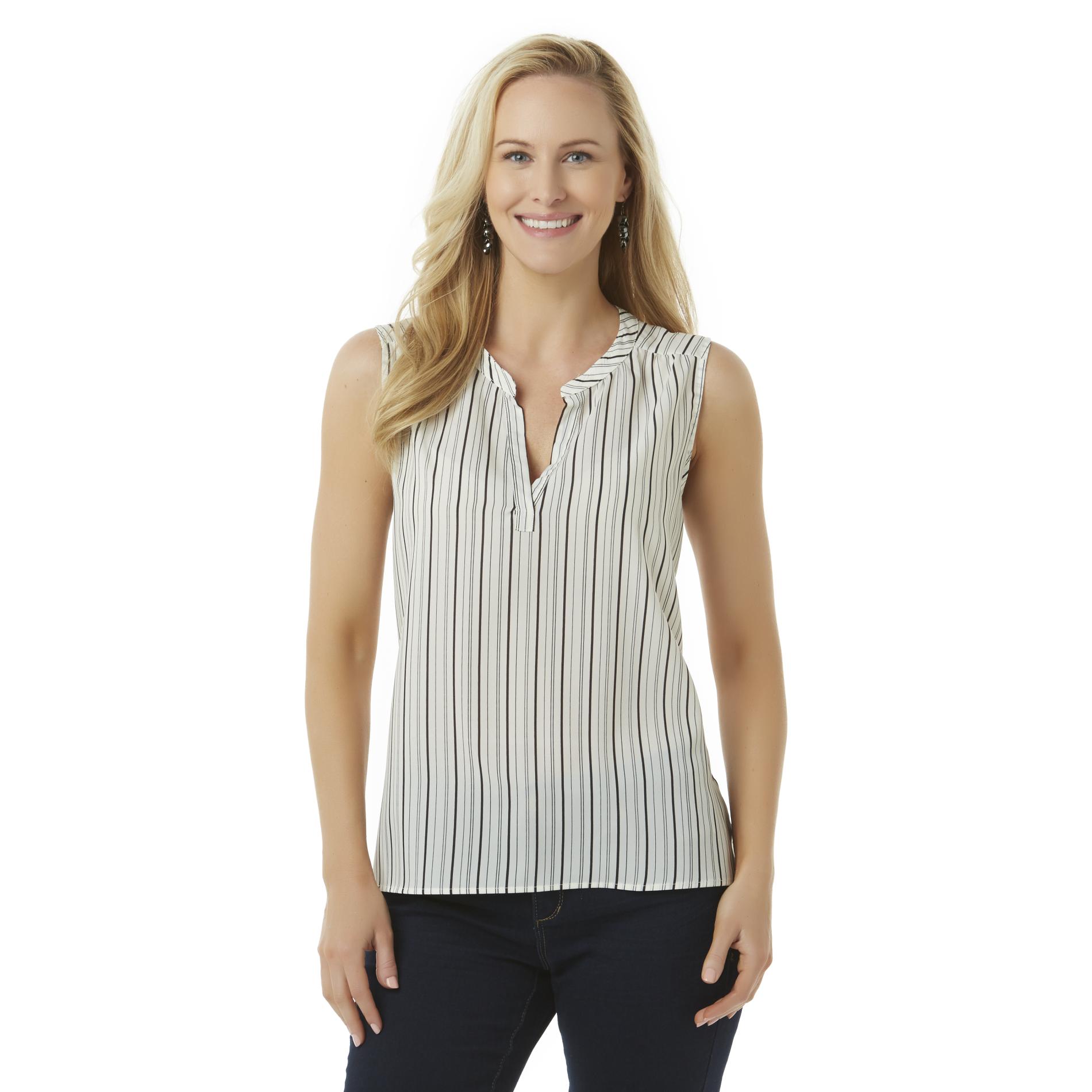 Simply Styled Women's Sleeveless Blouse - Striped