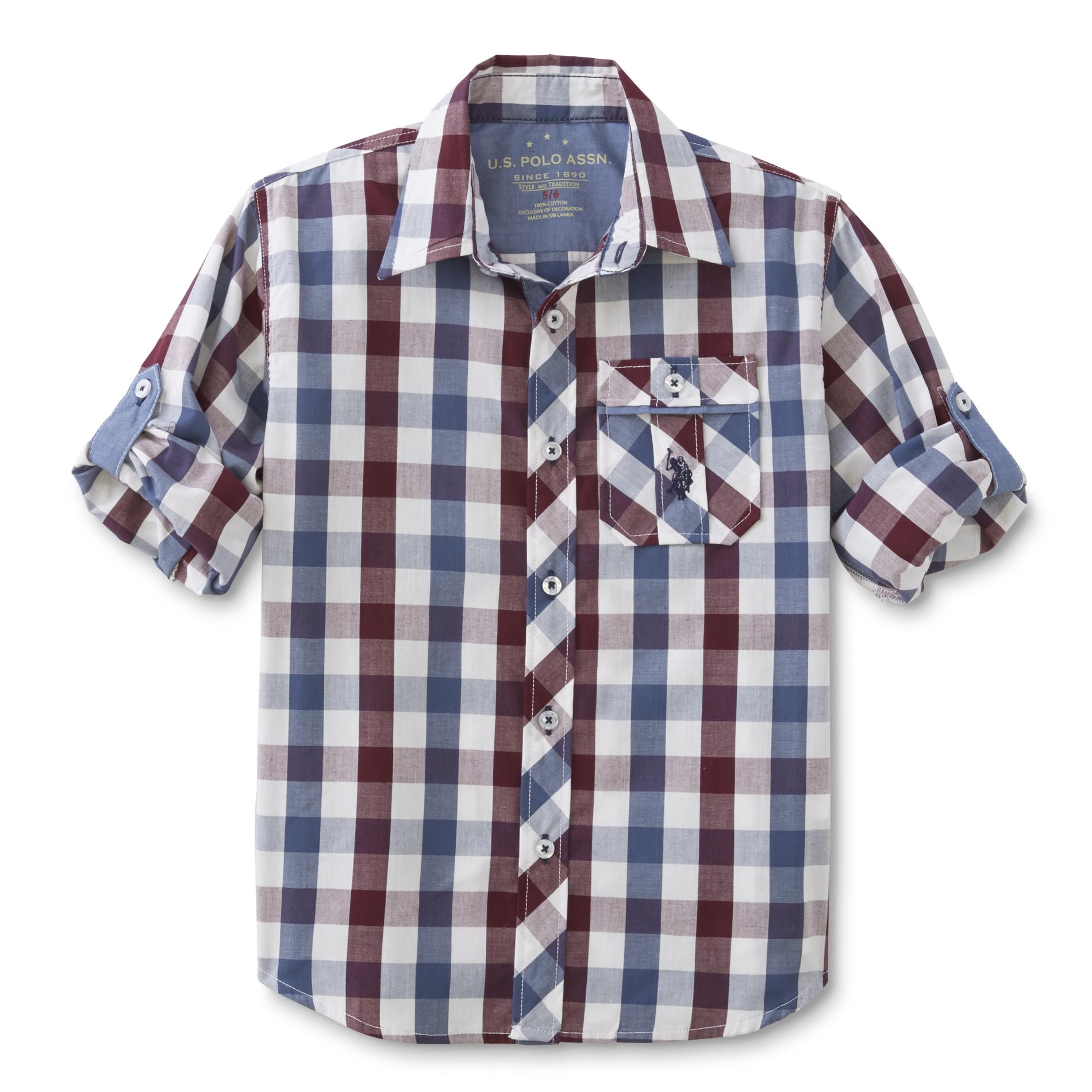 U.S. Polo Assn. Boy's Button-Front Shirt - Checkered
