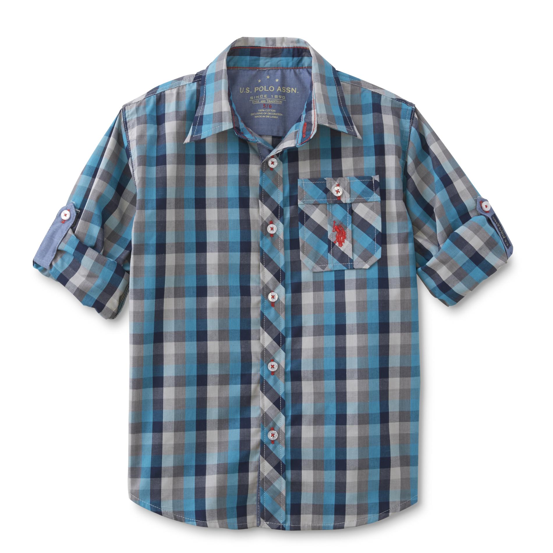 U.S. Polo Assn. Boy's Button-Front Shirt - Checkered