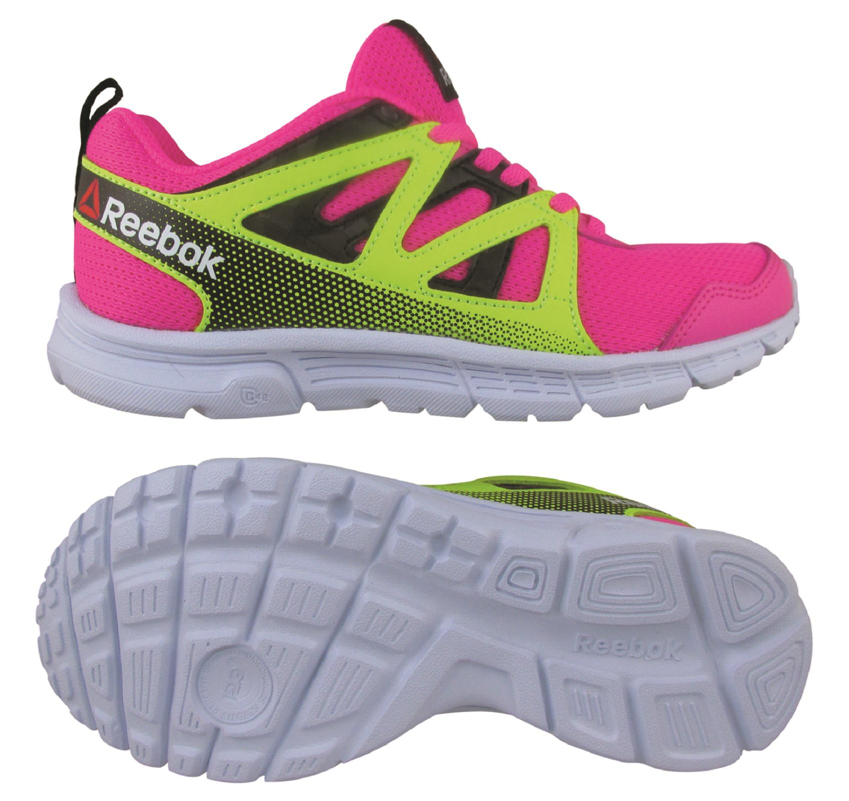 Reebok Girl's Run Supreme 2.0 Pink/Black/Yellow Running Shoe