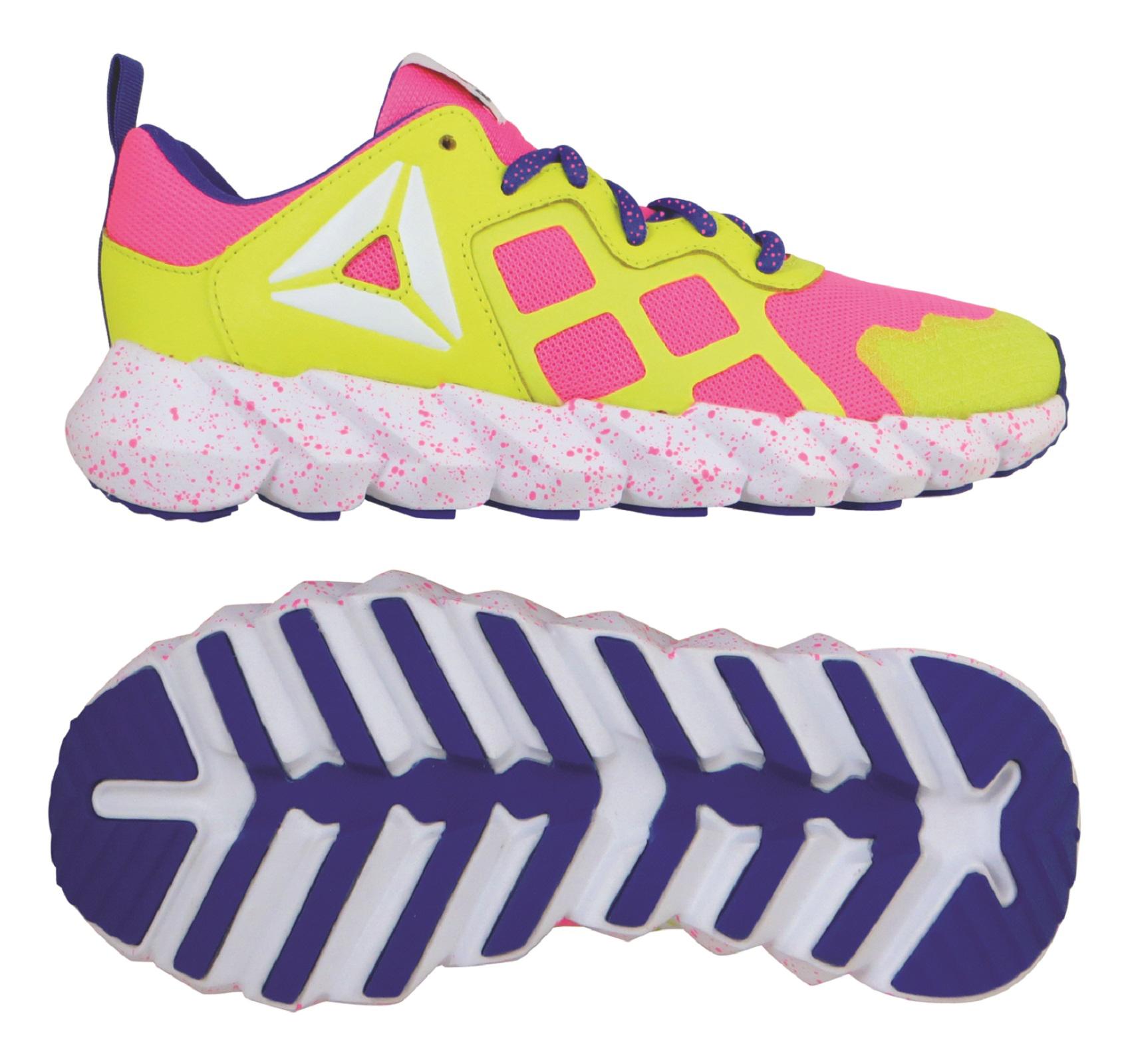 Reebok Girl's Exocage Pink/Yellow Athletic Shoe