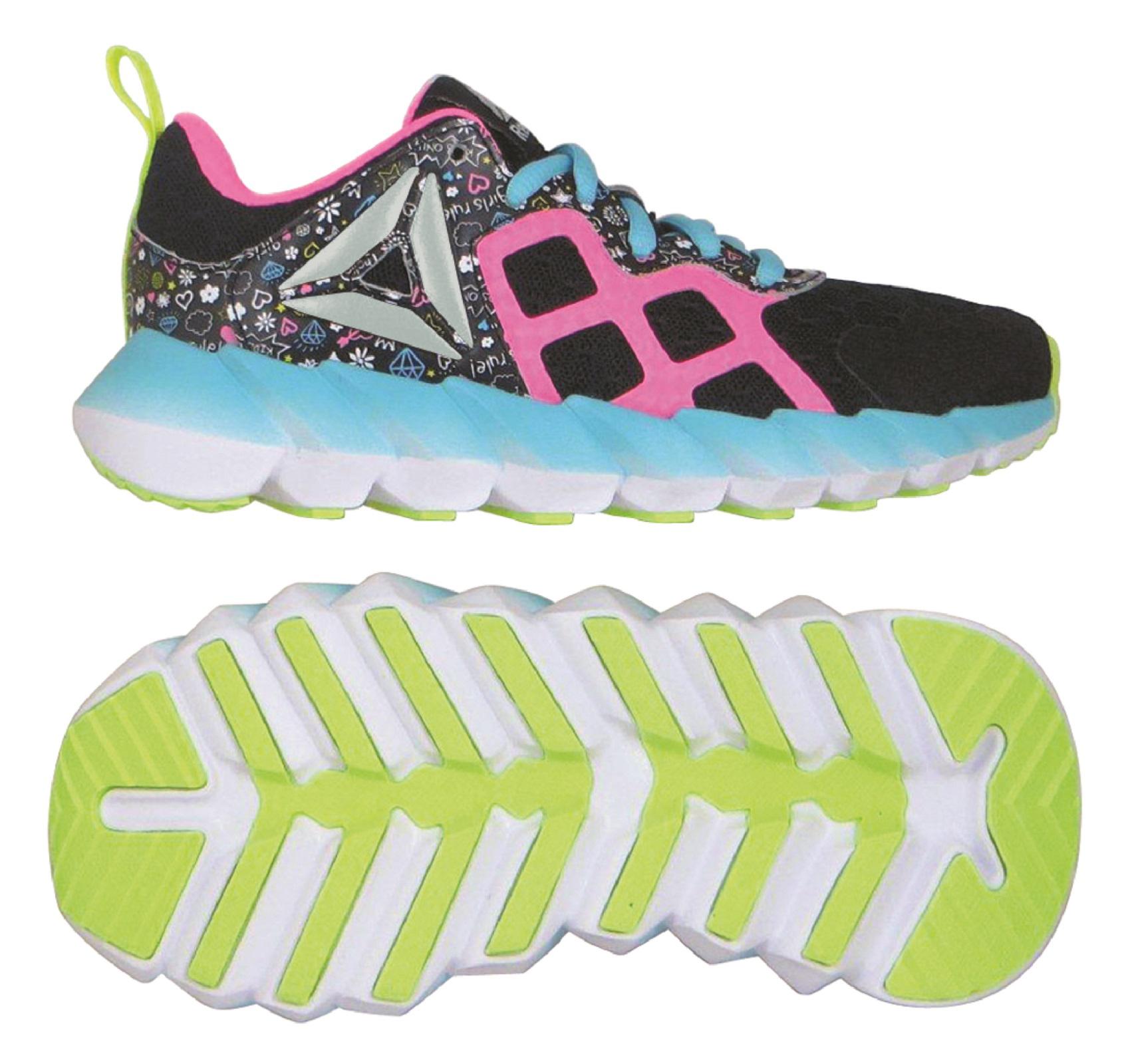 Reebok Girl's Exocage Black/Pink/Blue Athletic Shoe
