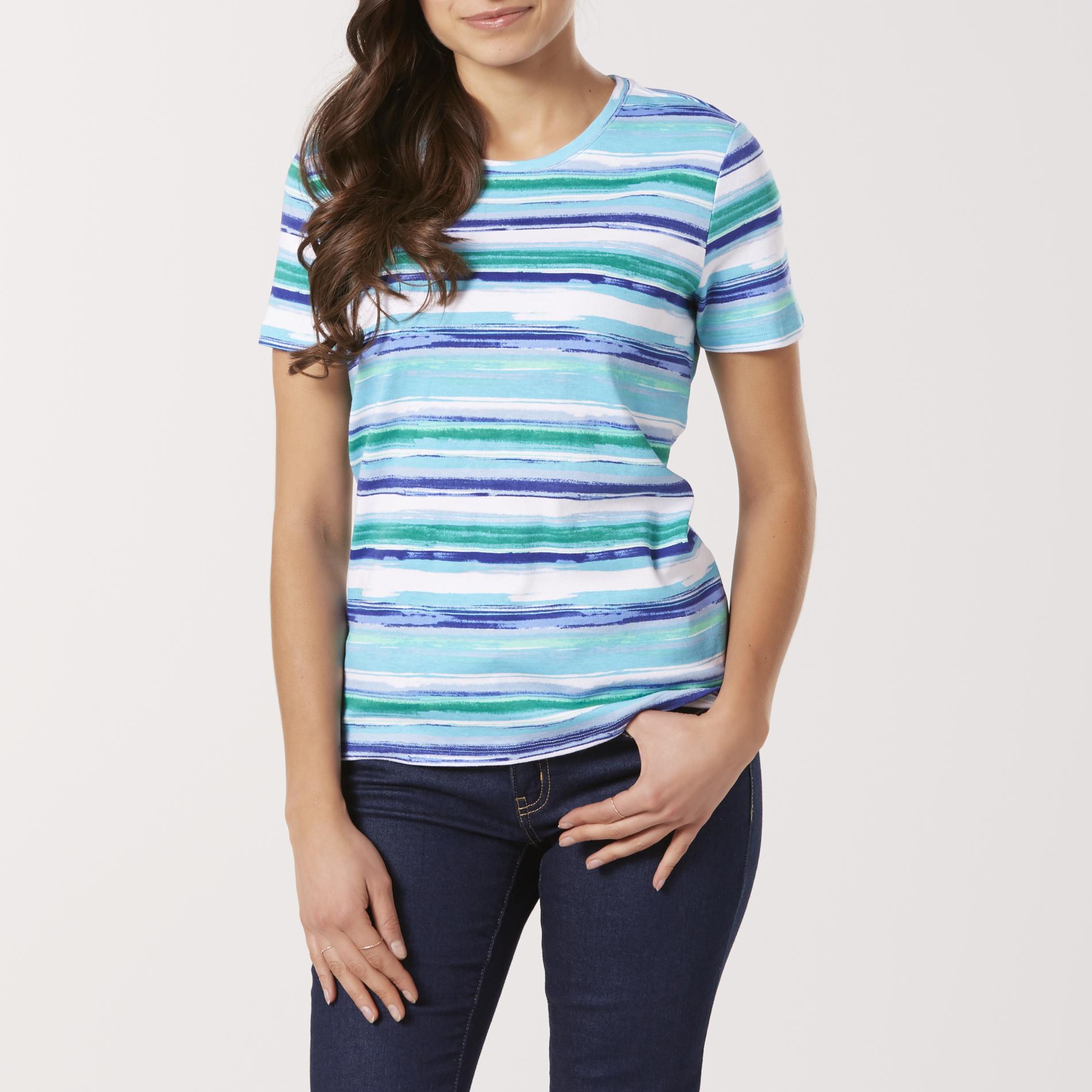 Laura Scott Petites' Crew Neck T-Shirt - Striped