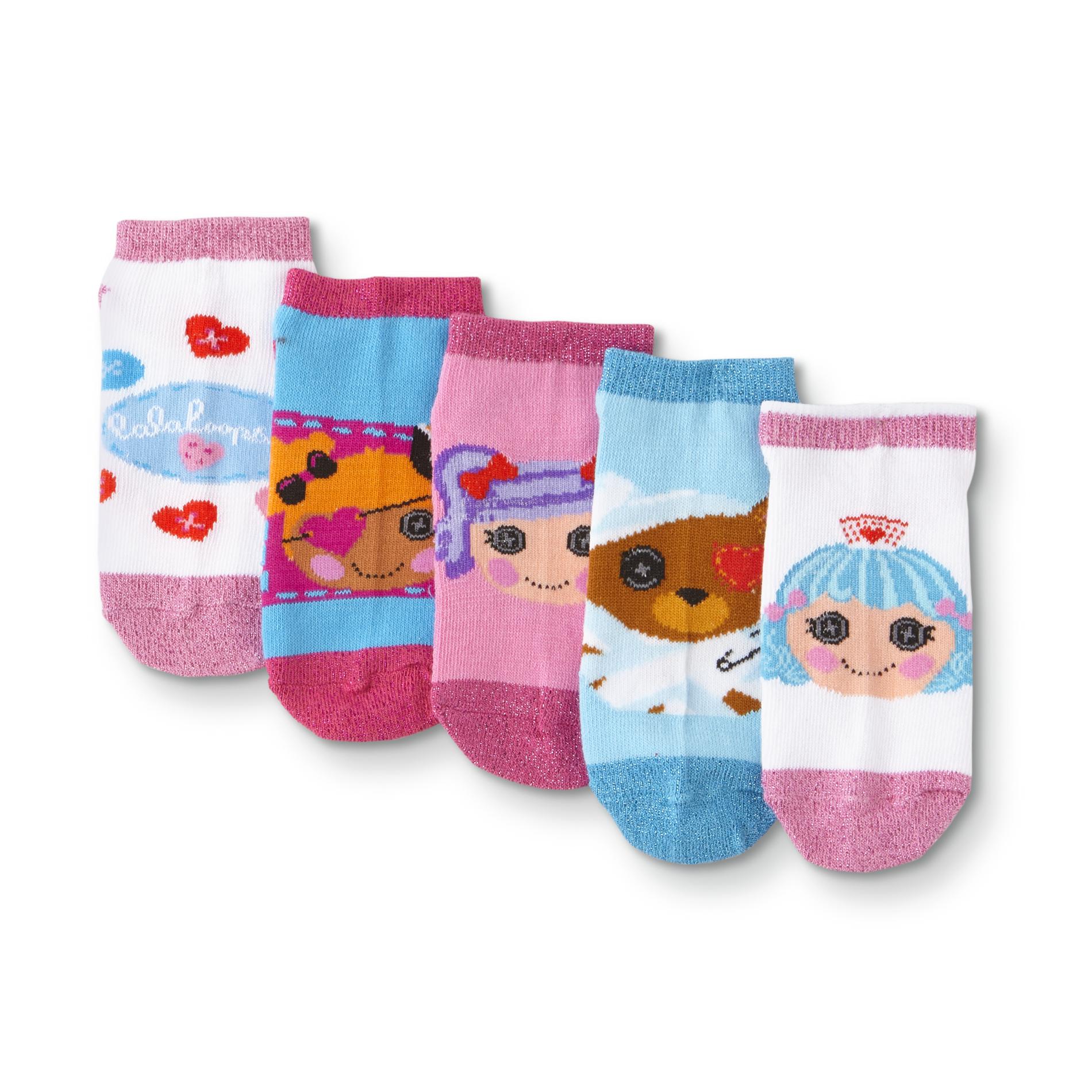 Lalaloopsy Girls' 5-Pairs No-Show Socks, Size: One size, Grey Lalaloopsy Girls' 5-Pairs No-Show Socks, Size: One size, Grey