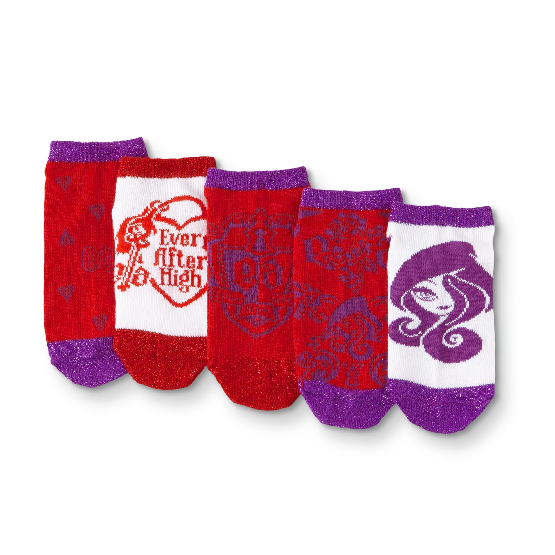 Ever After High Girls' 5-Pairs No-Show Socks