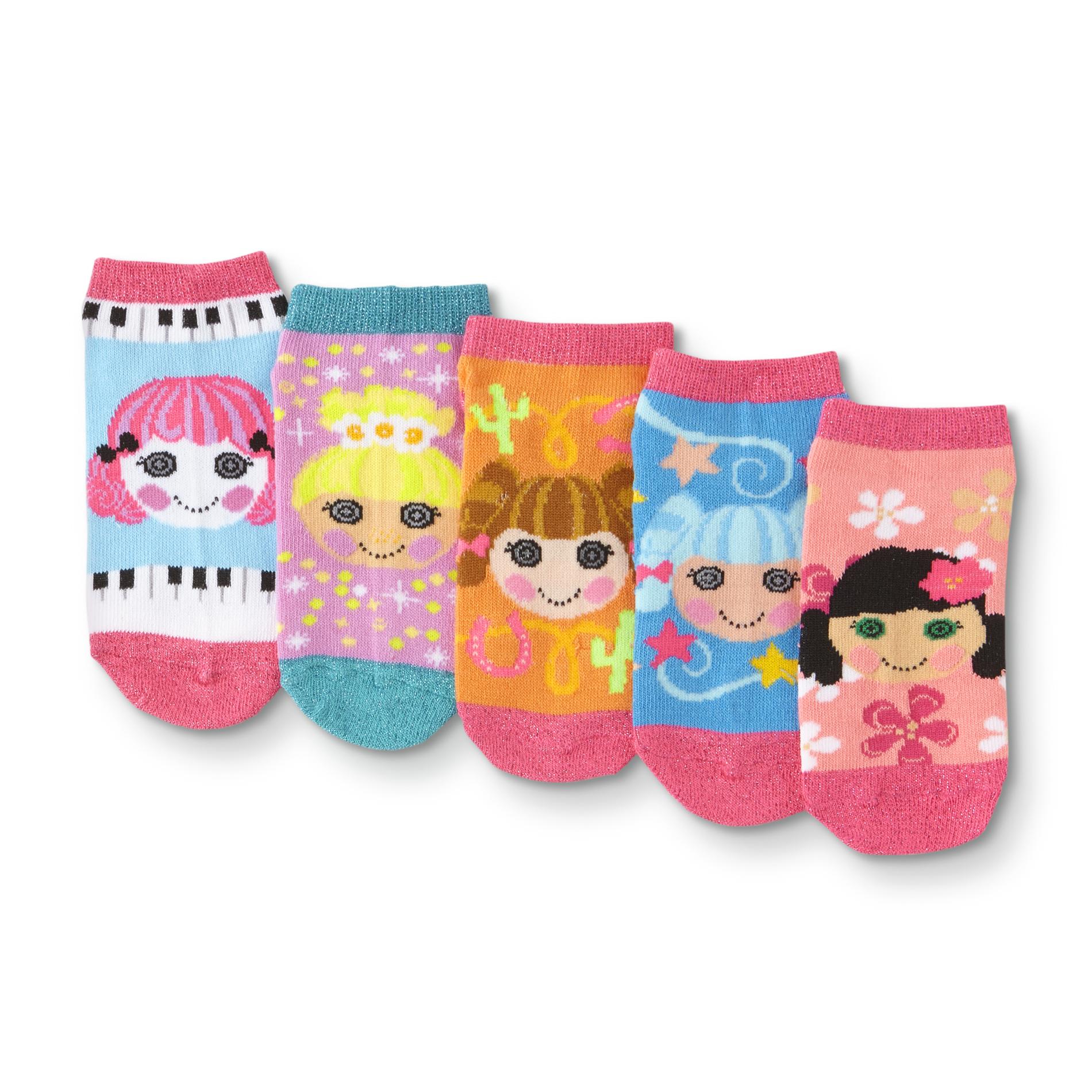 Lalaloopsy Girls' 5-Pairs No-Show Socks, Size: One size, Grey Lalaloopsy Girls' 5-Pairs No-Show Socks, Size: One size, Grey