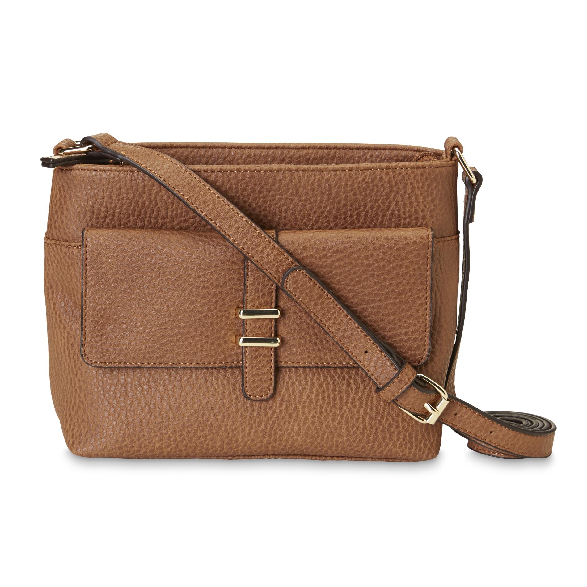 Womens Leather Cognac Crossbody Handbag | NAR Media Kit