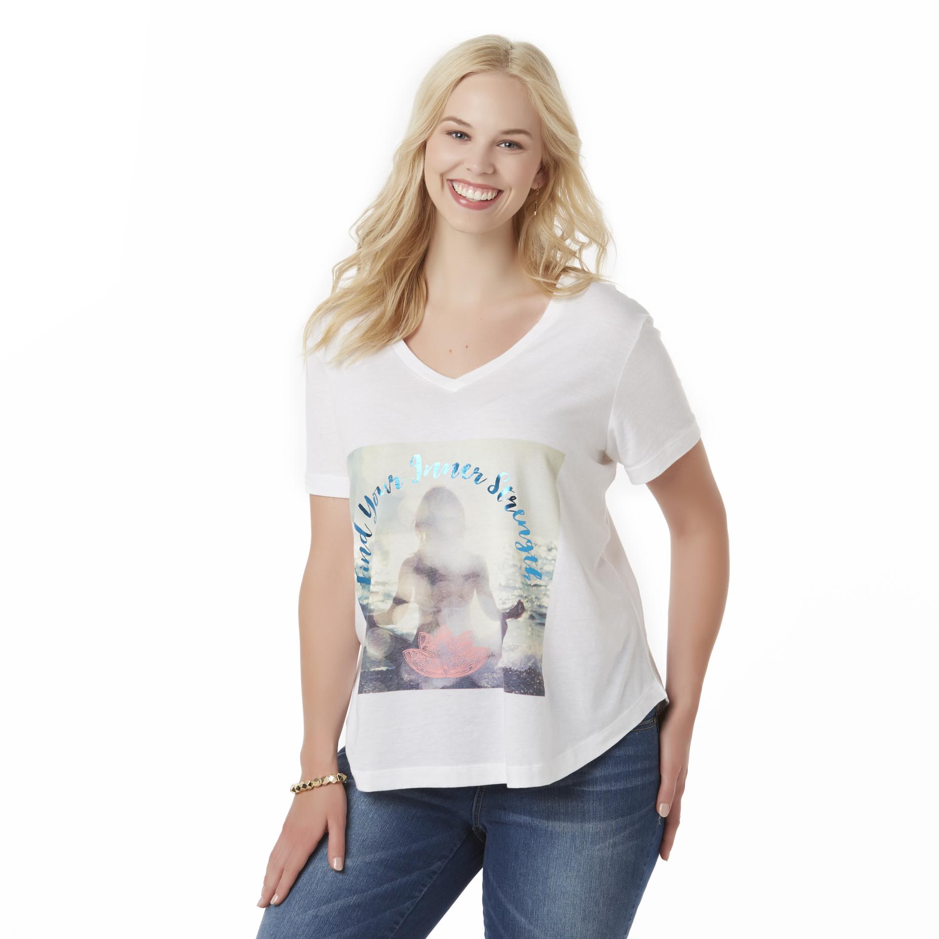 Simply Emma Women's Plus Graphic T-Shirt - Lotus