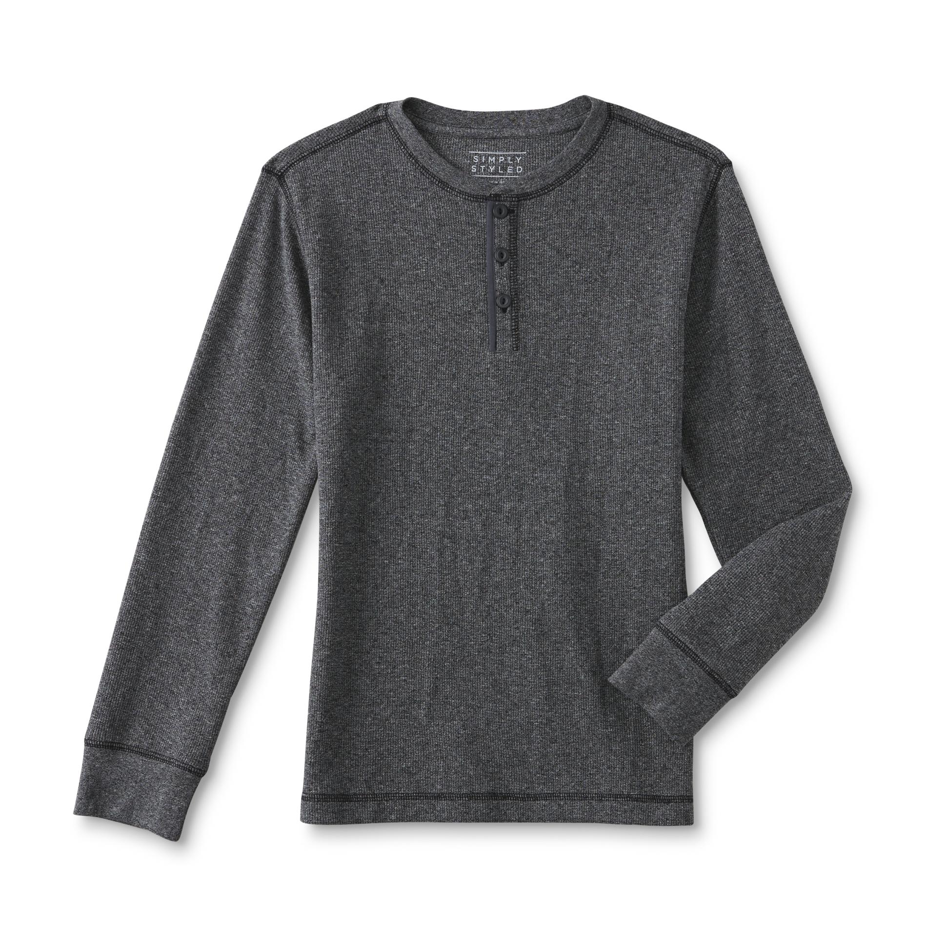 Simply Styled Boy's Thermal Henley Shirt