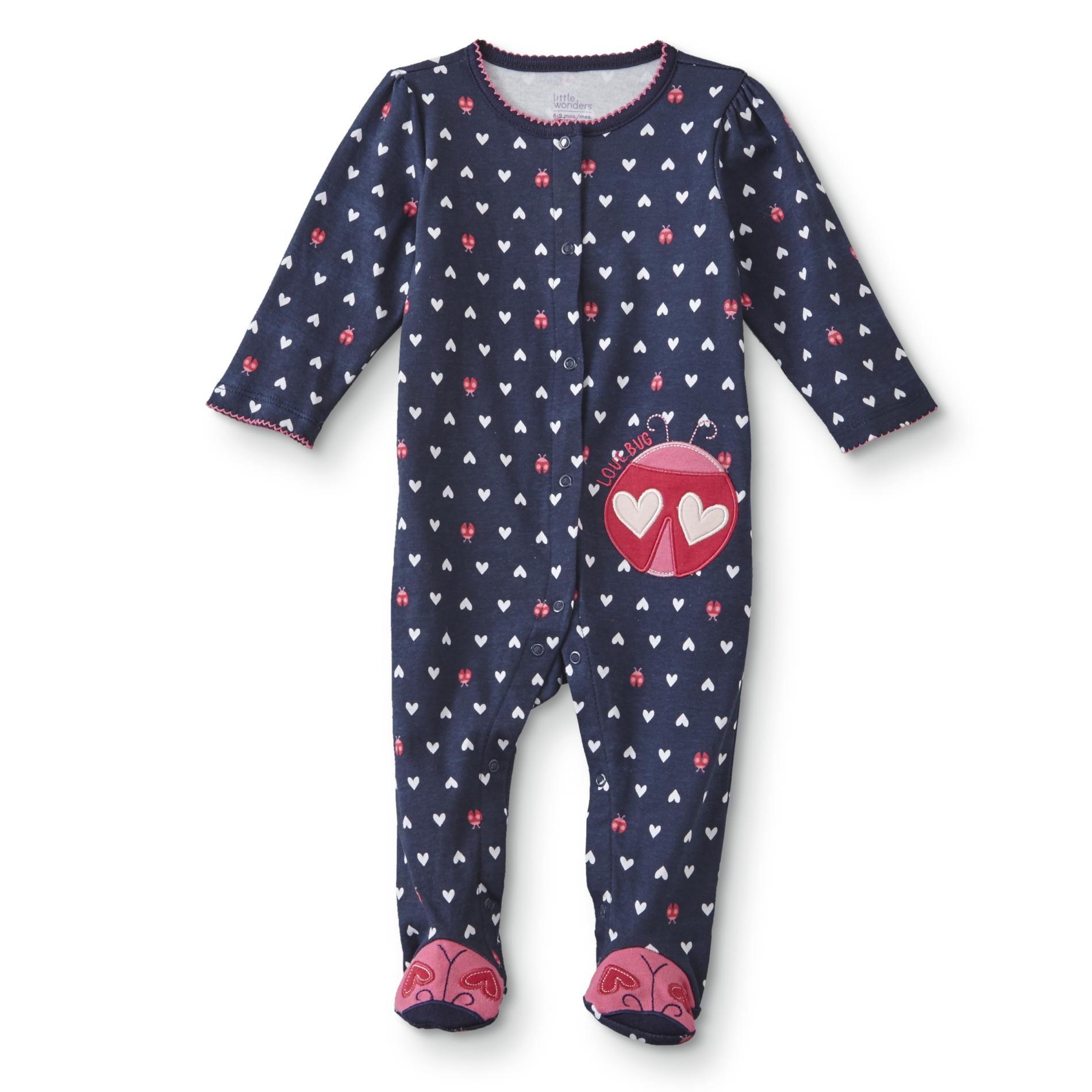 Little Wonders Infant Girls' Sleeper Pajamas - Hearts/Love Bug