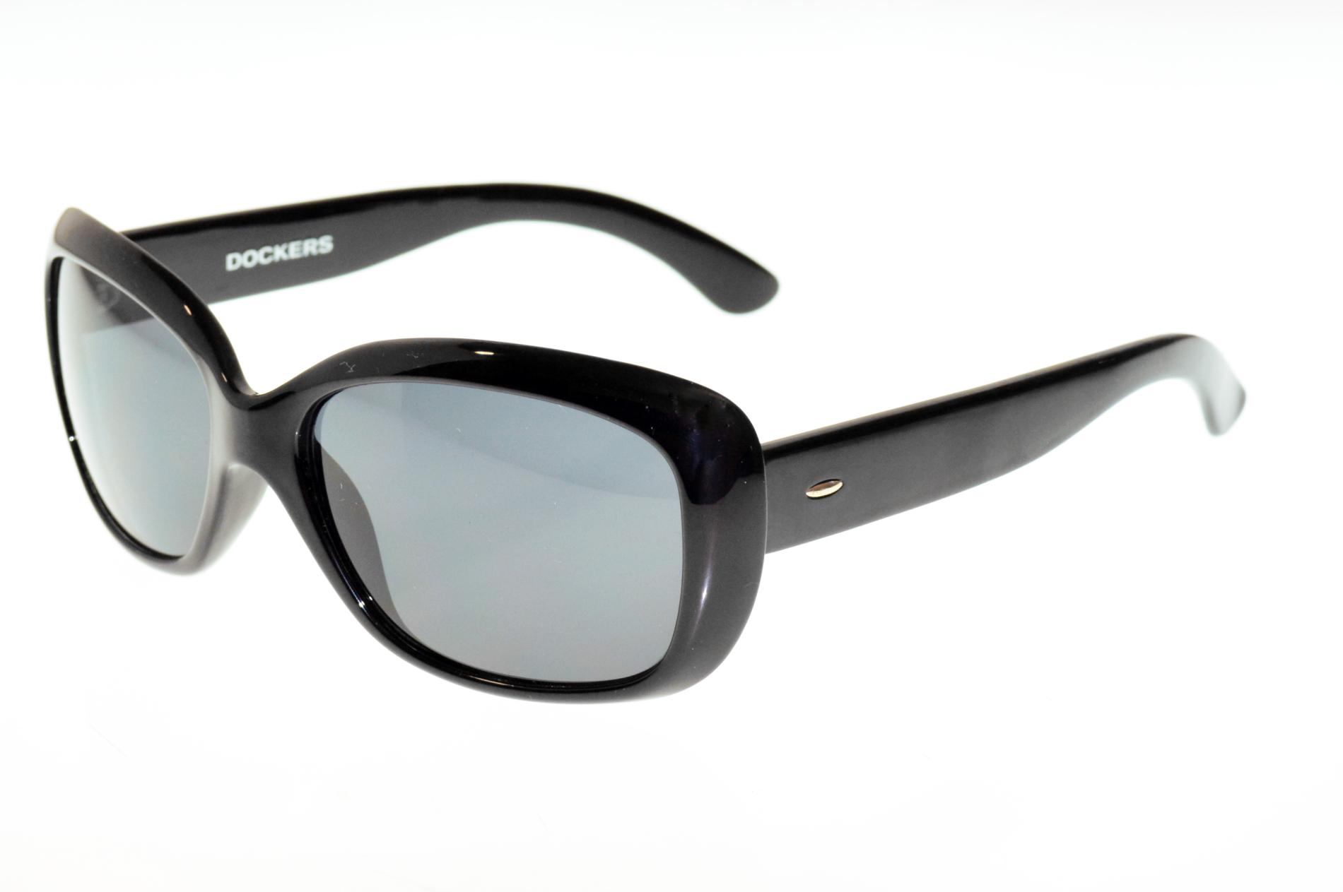 Dockers Women's Black Polarized Rectangle Sunglasses