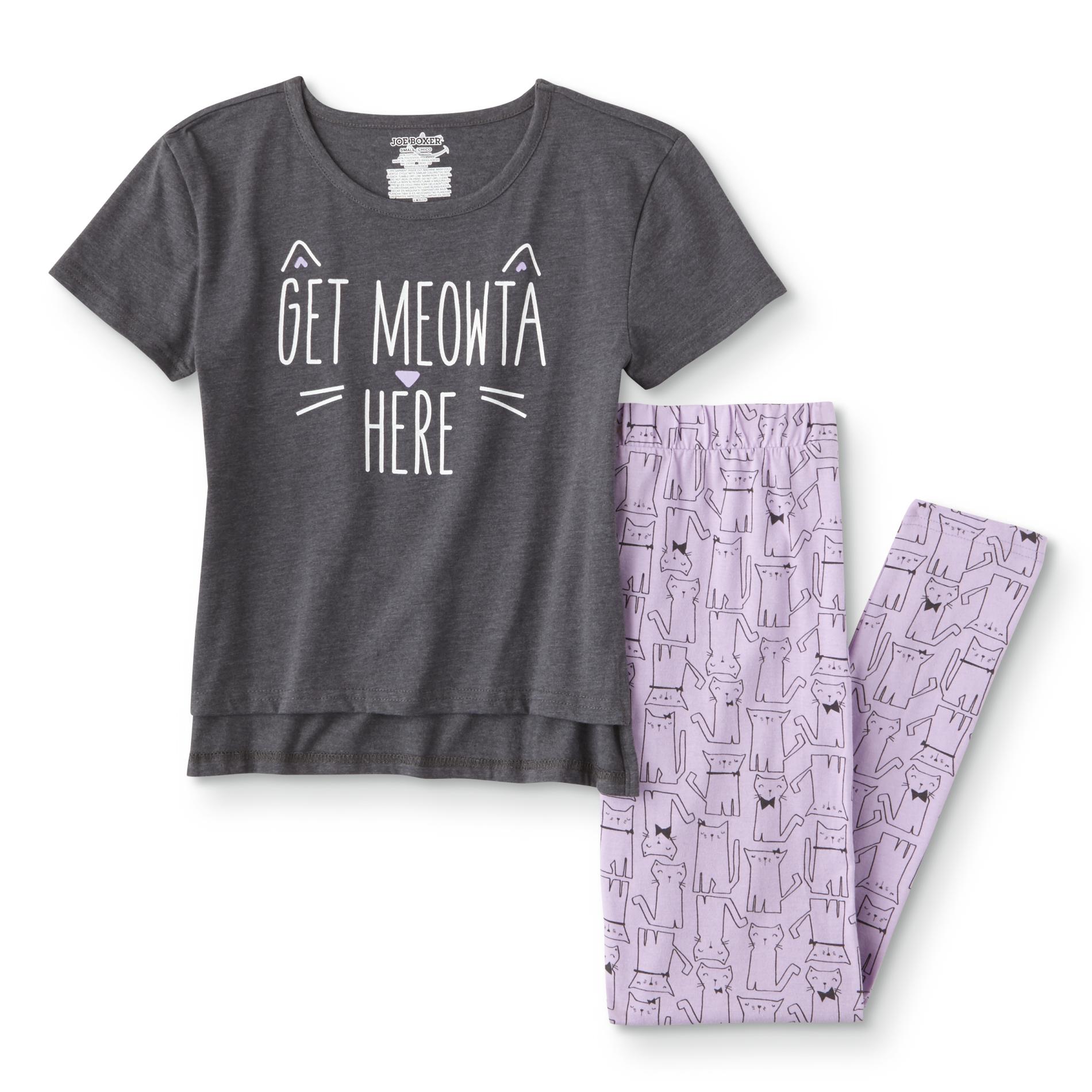 Joe Boxer Juniors' Pajama Shirt & Pants - Get Meowta Here