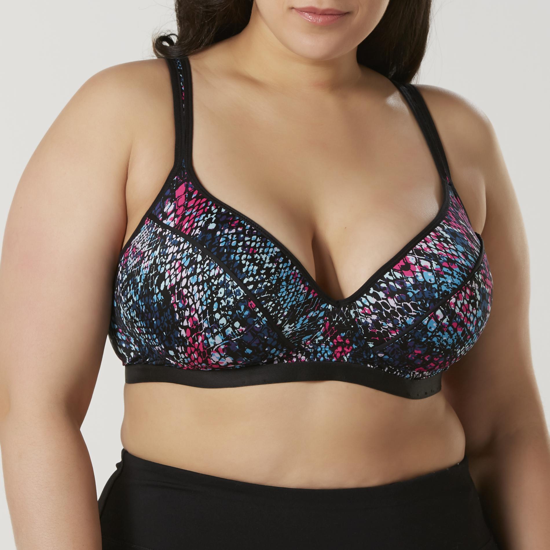 Joe Boxer Juniors' Plus Full-Figure Racerback Sports Bra - Snakeskin, Size: 40, Multi-color Joe Boxer Juniors' Plus Full-Figure Racerback Sports Bra - Snakeskin, Size: 40, Multi-color