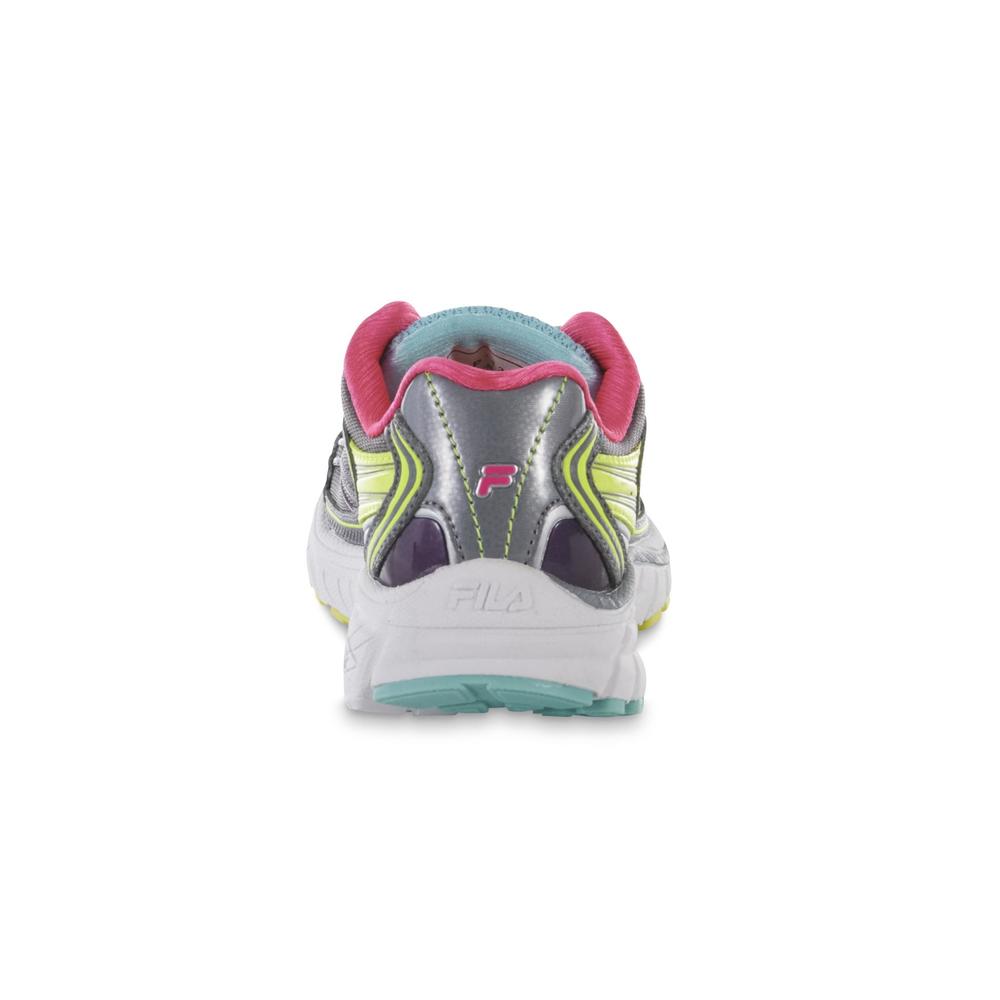 Fila Girl's Nitro Silver/Pink/Yellow Athletic Shoe