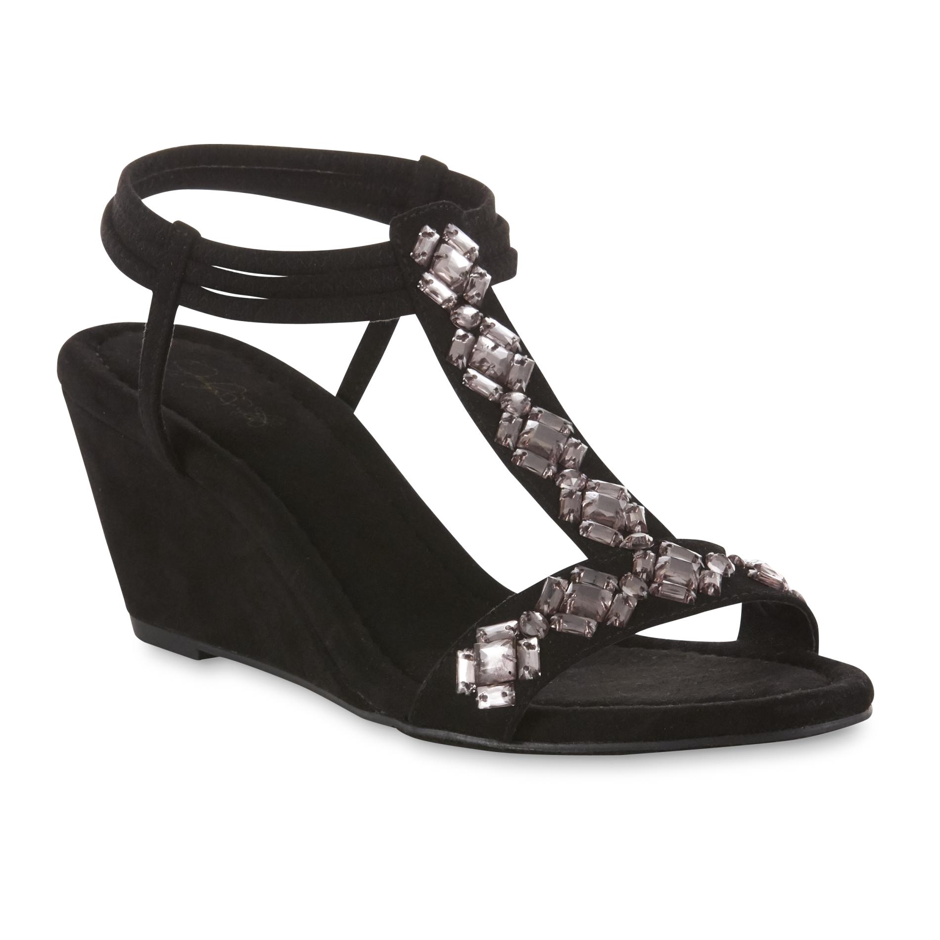 Jaclyn Smith Women's Edina 2 Dress Wedge Sandal - Black, 6 Jaclyn Smith Women's Edina 2 Dress Wedge Sandal - Black, 6