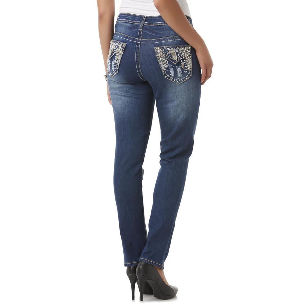 Rebel & Soul Women's Embellished Jeans - Medium Wash