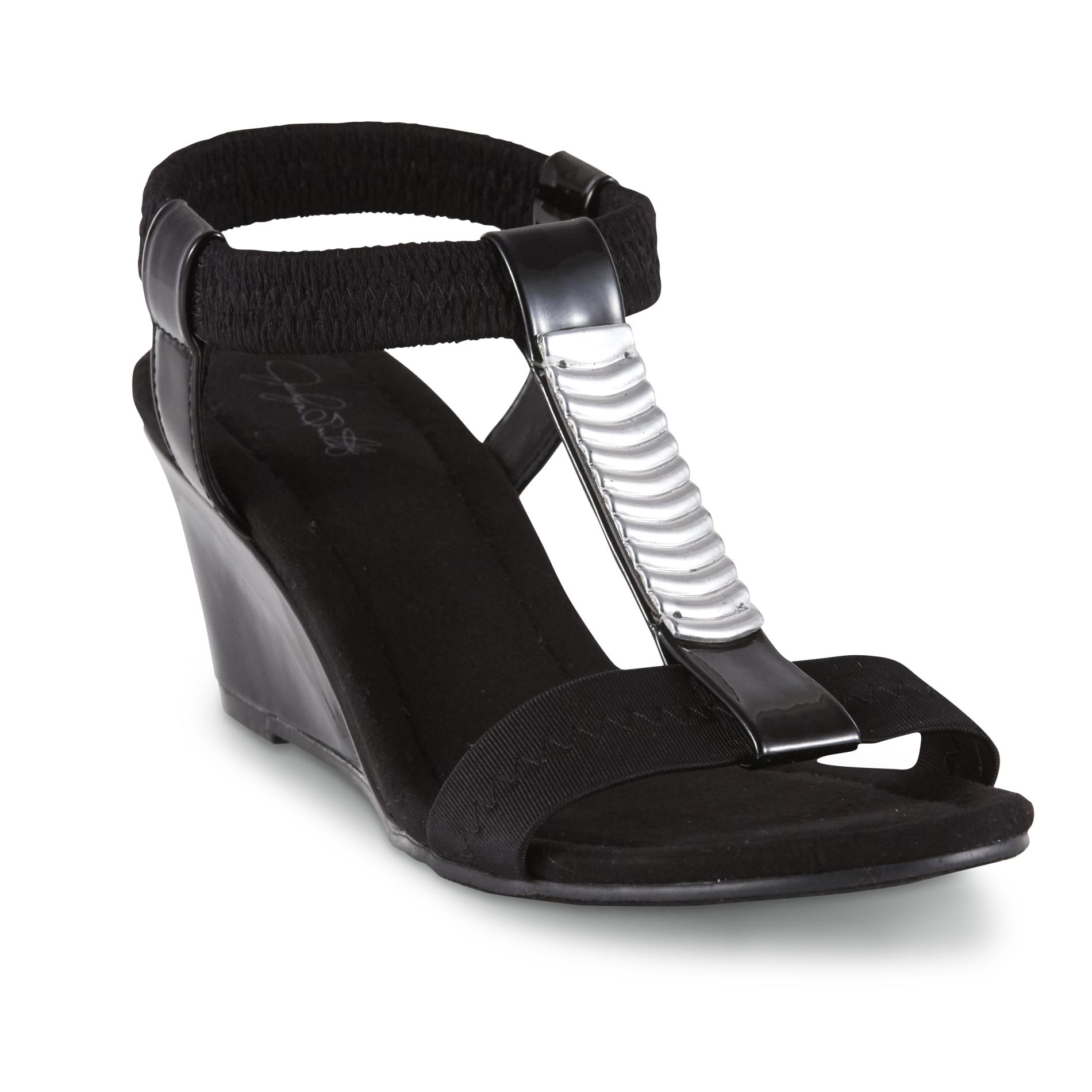 Jaclyn Smith Women's Adrina 2 Wedge Sandal - Black, 6 Jaclyn Smith Women's Adrina 2 Wedge Sandal - Black, 6
