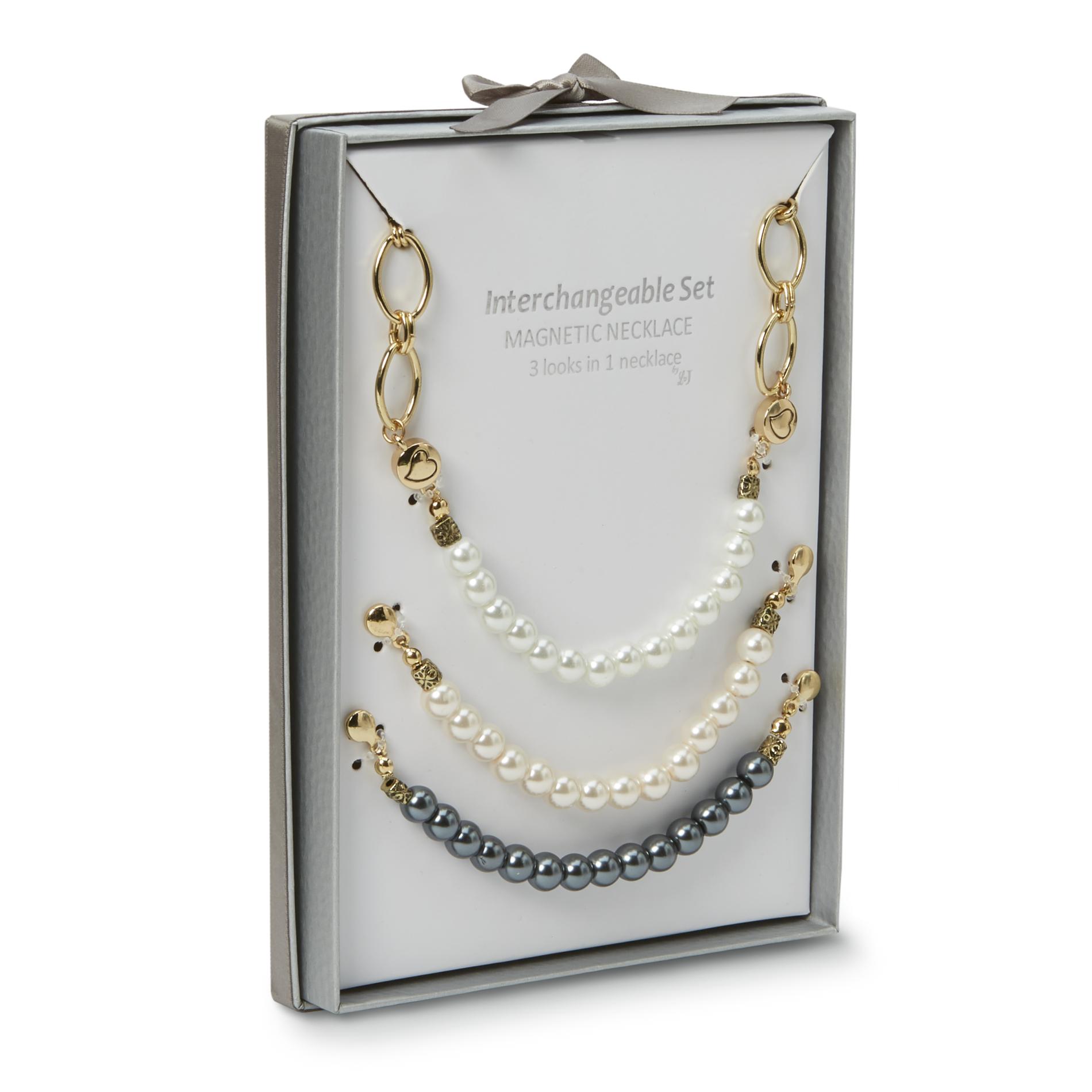 Studio S Women's Goldtone Magnetic Necklace Set