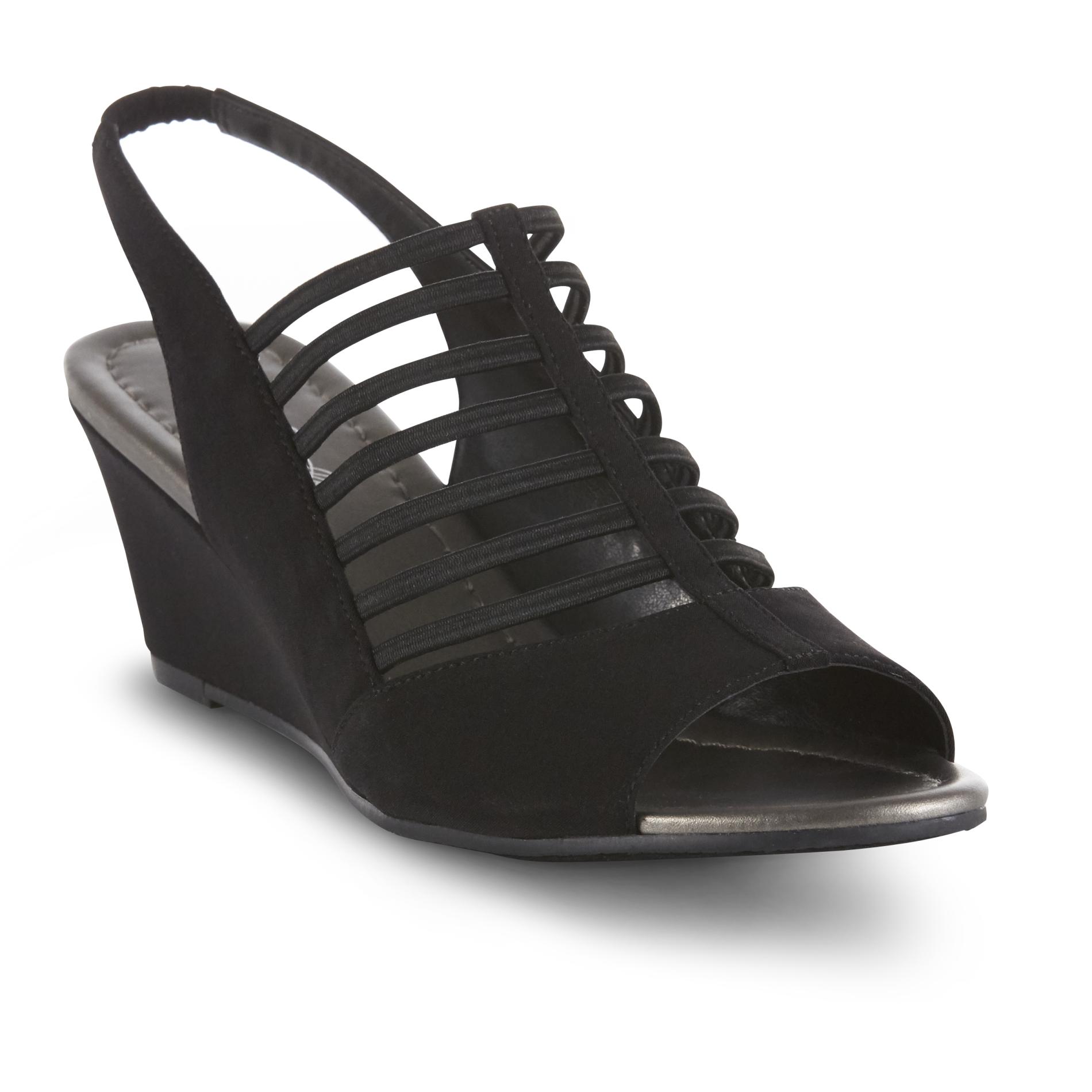 Jaclyn Smith Women's Estela Sling-Back Wedge Sandal - Black, 8 Jaclyn Smith Women's Estela Sling-Back Wedge Sandal - Black, 8