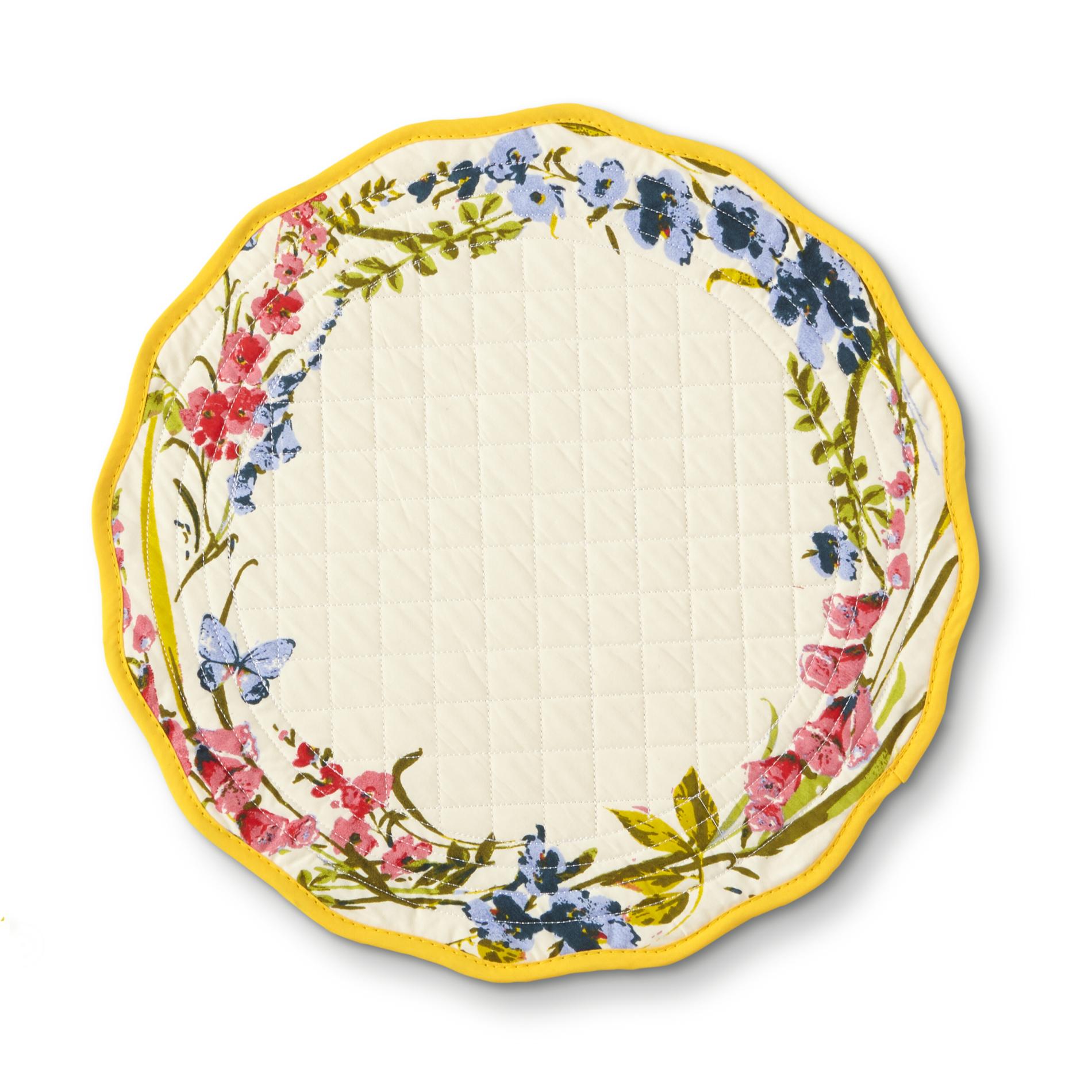 Essential Home Round Quilted Place Mat - Floral