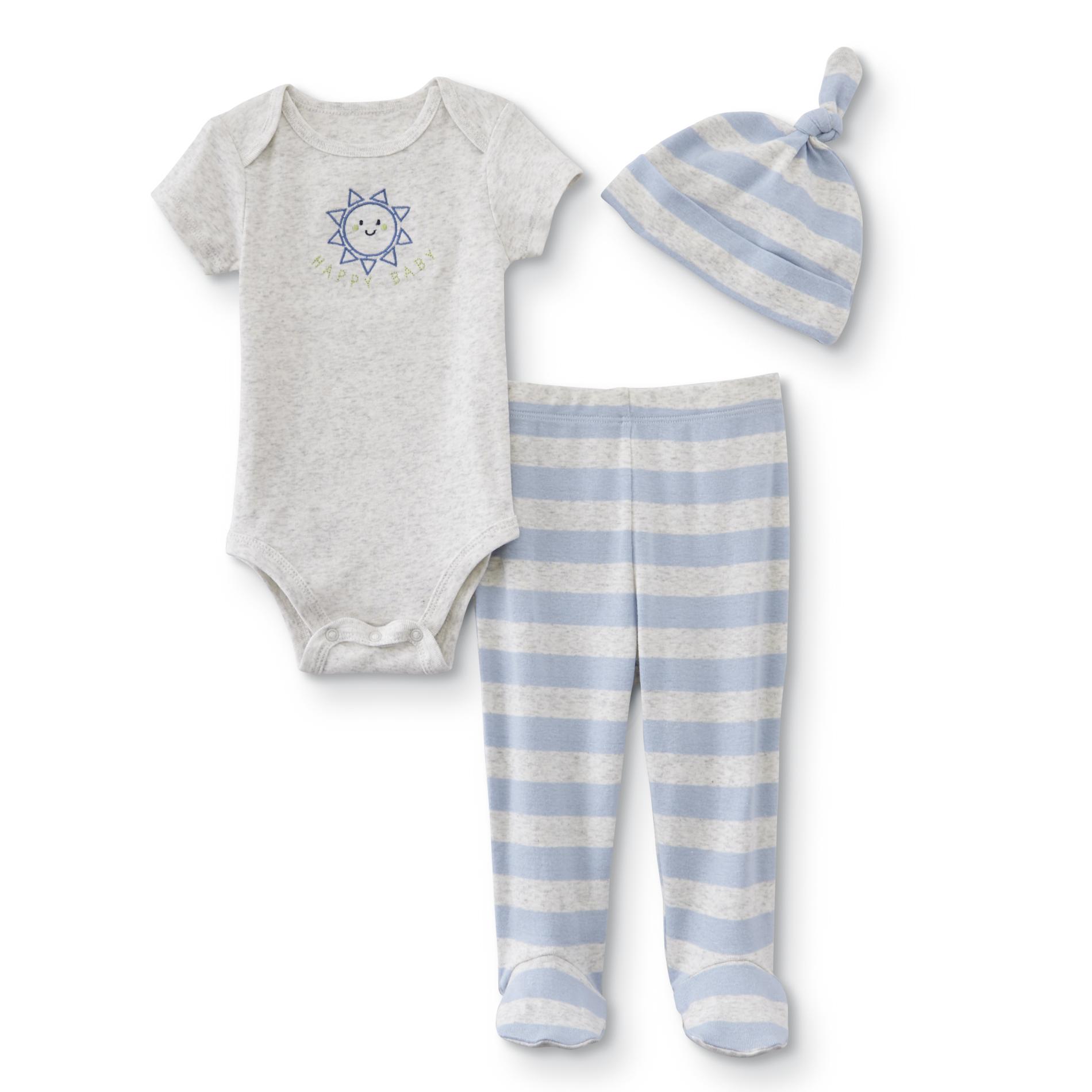Little Wonders Infant Boys' Bodysuit, Pants & Cap - Happy Baby