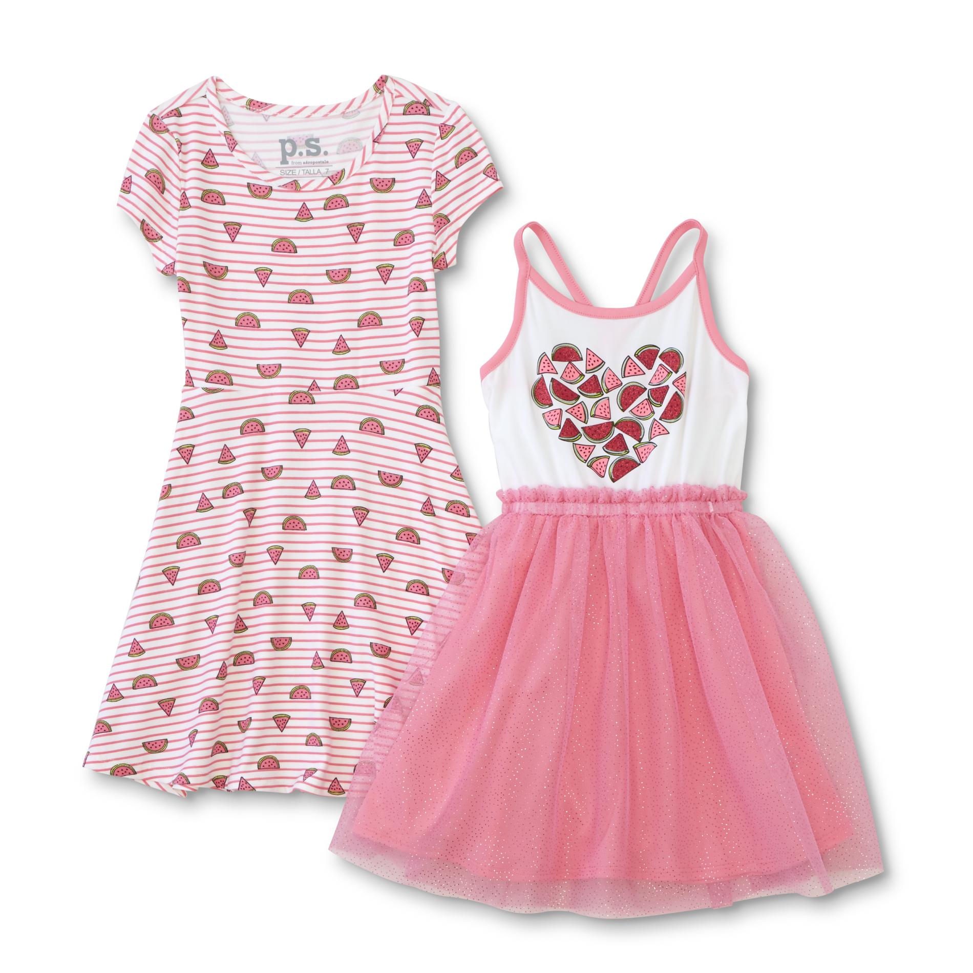 Aero Girls' 2-Pack Casual Dresses - Watermelons, Size: 7, Multi-color Aero Girls' 2-Pack Casual Dresses - Watermelons, Size: 7, Multi-color