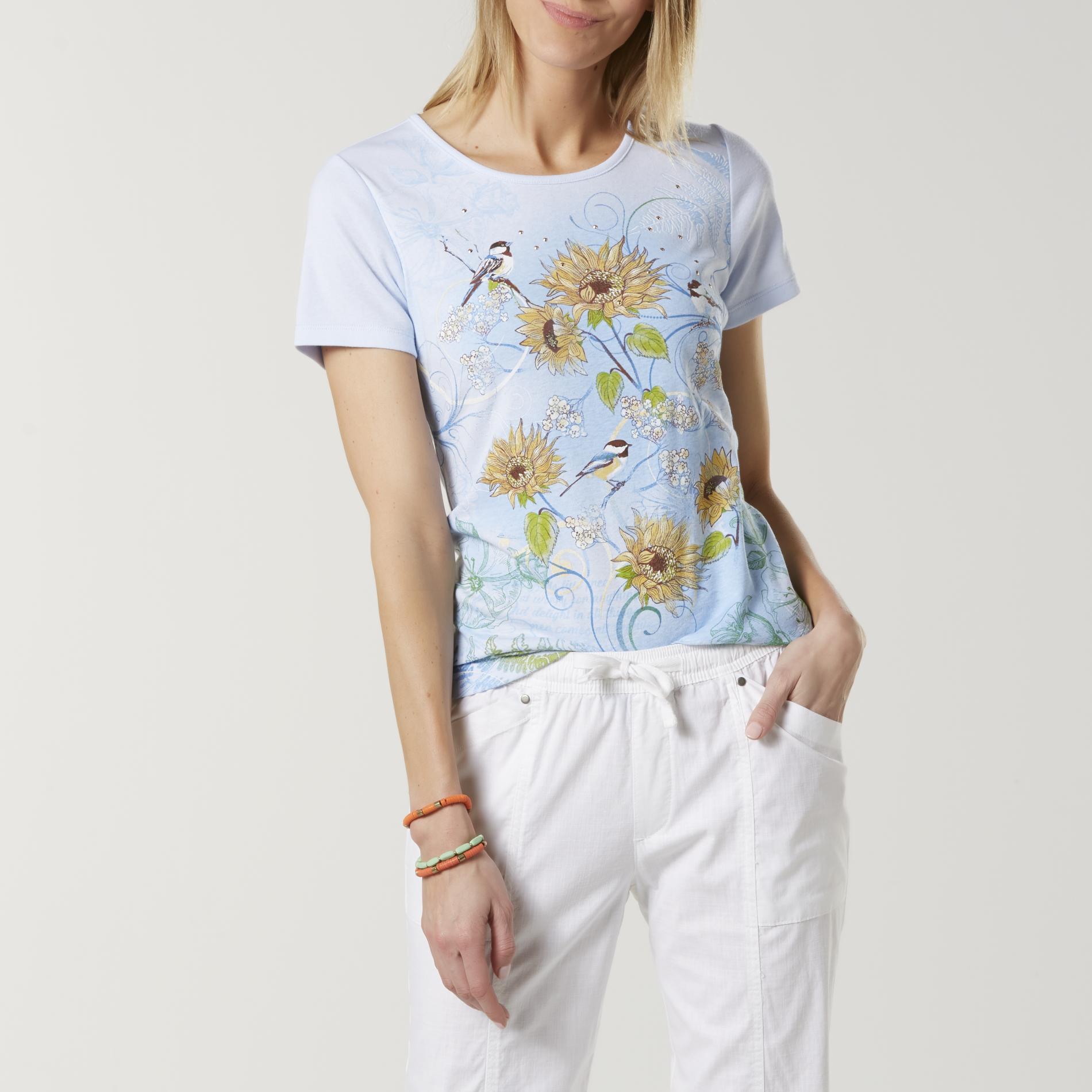 Laura Scott Women's Embellished T-Shirt - Sunflower